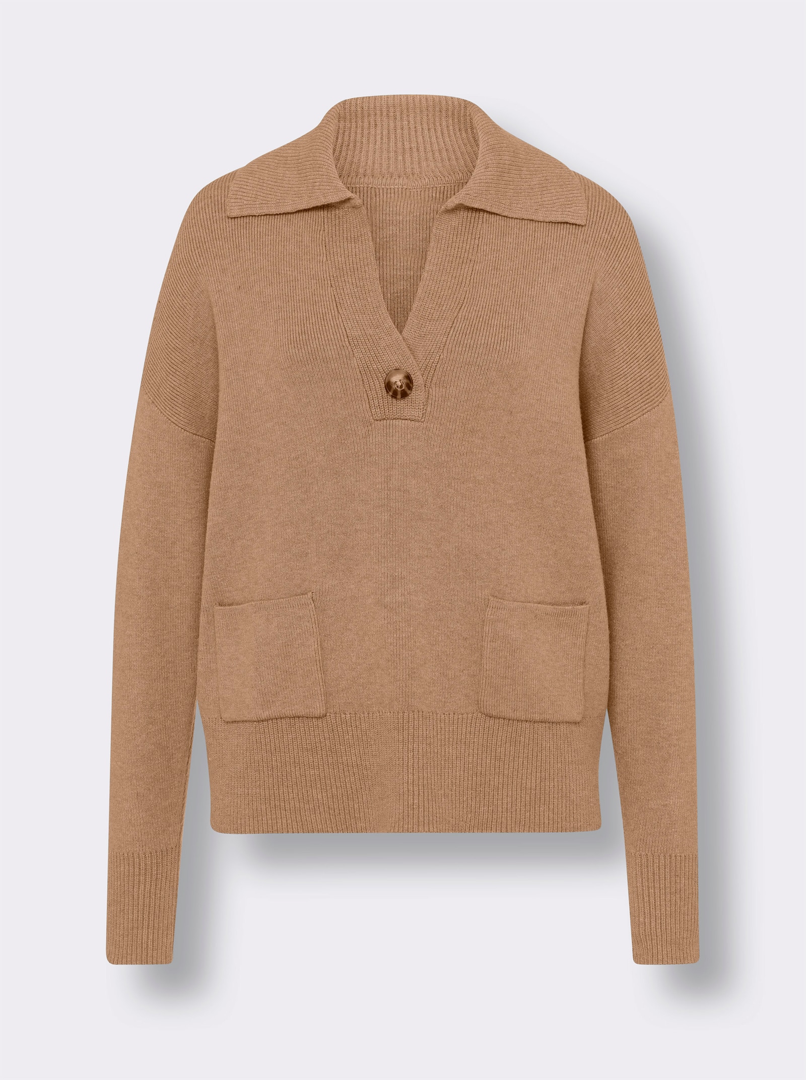 heine Polopullover mit Taschen - camel