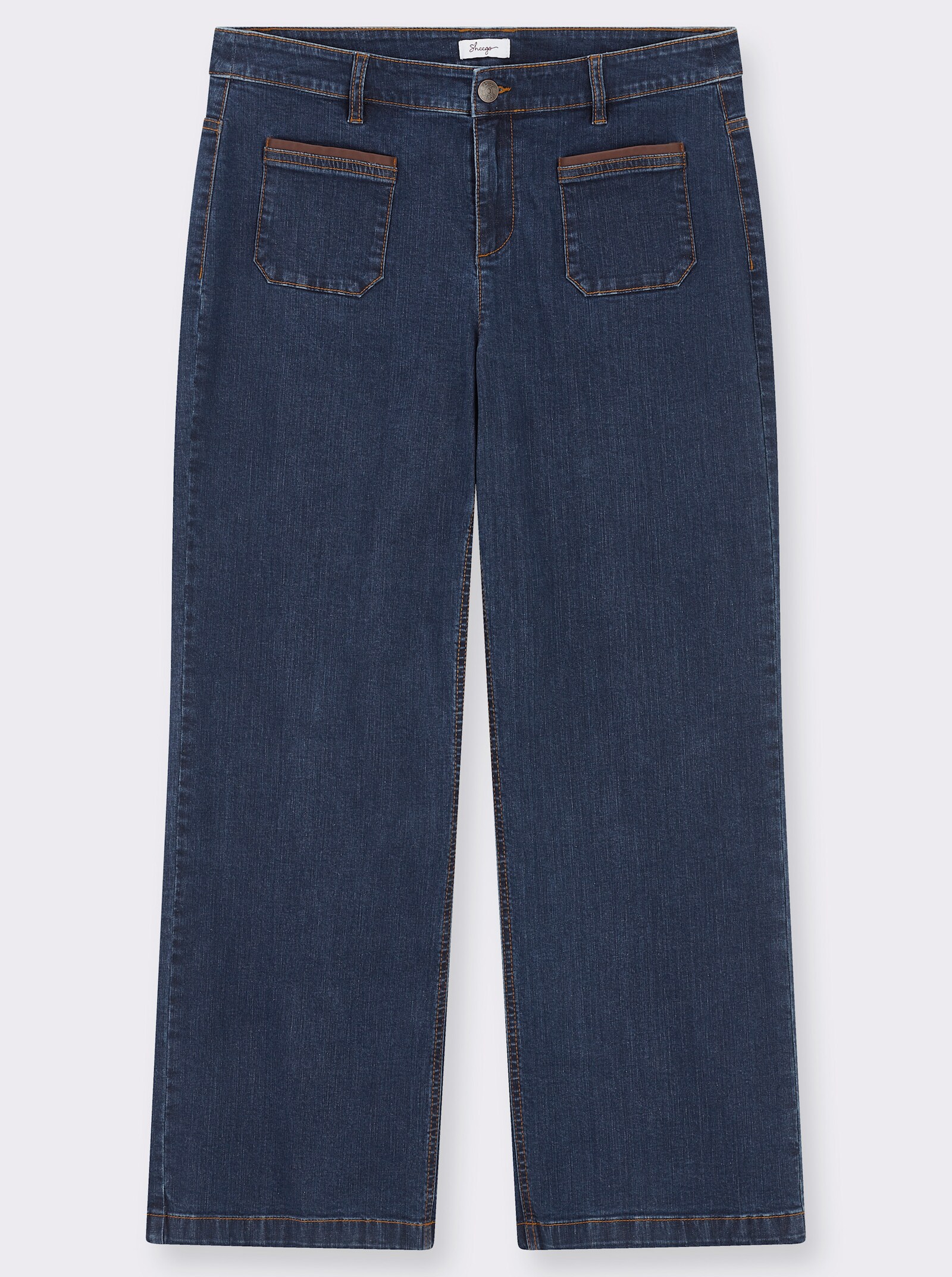 sheego Jeans mit weitem Beinschnitt - blue-stone-washed