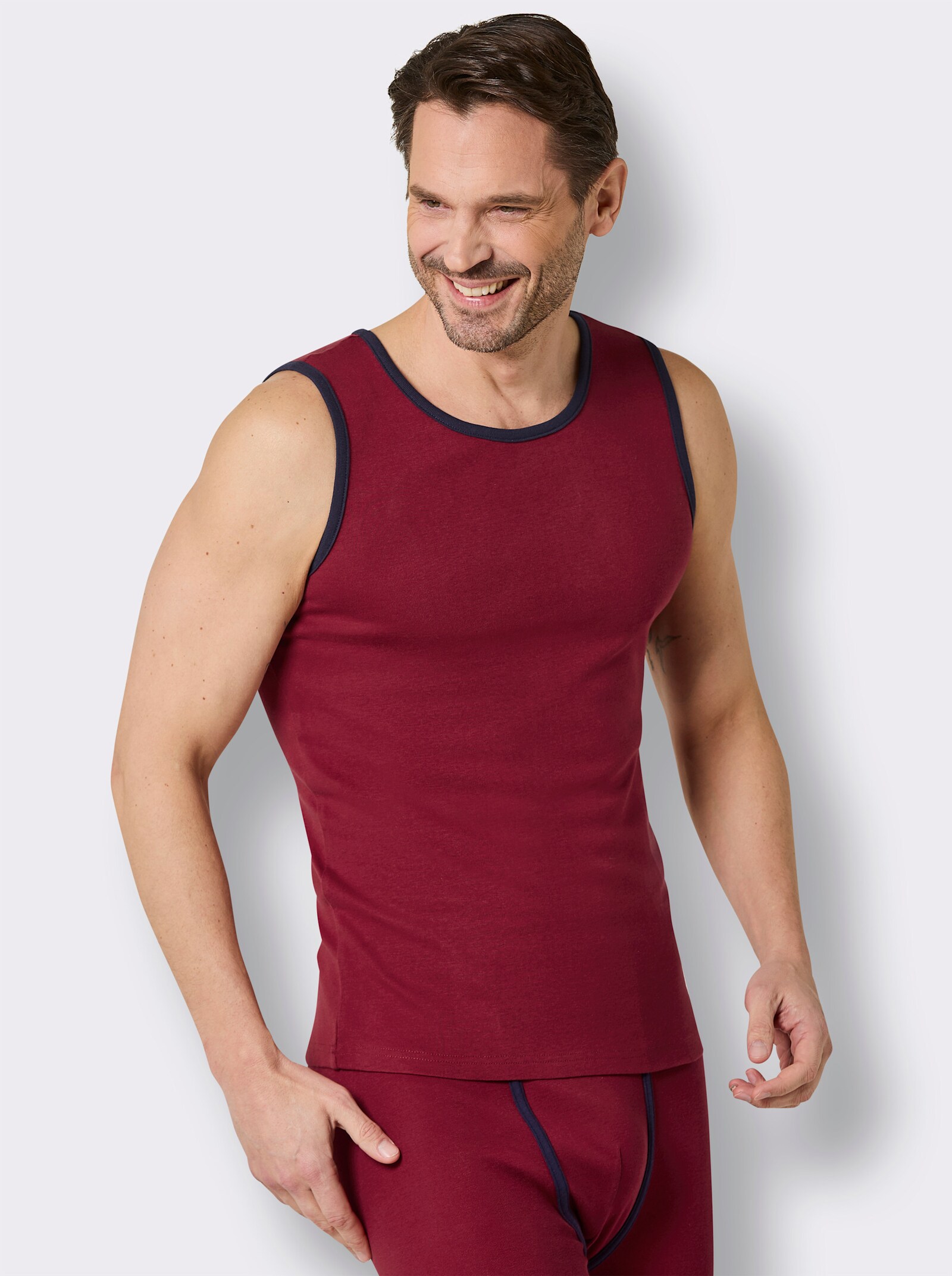 wäschepur men Unterhemd - marine + dunkelrot