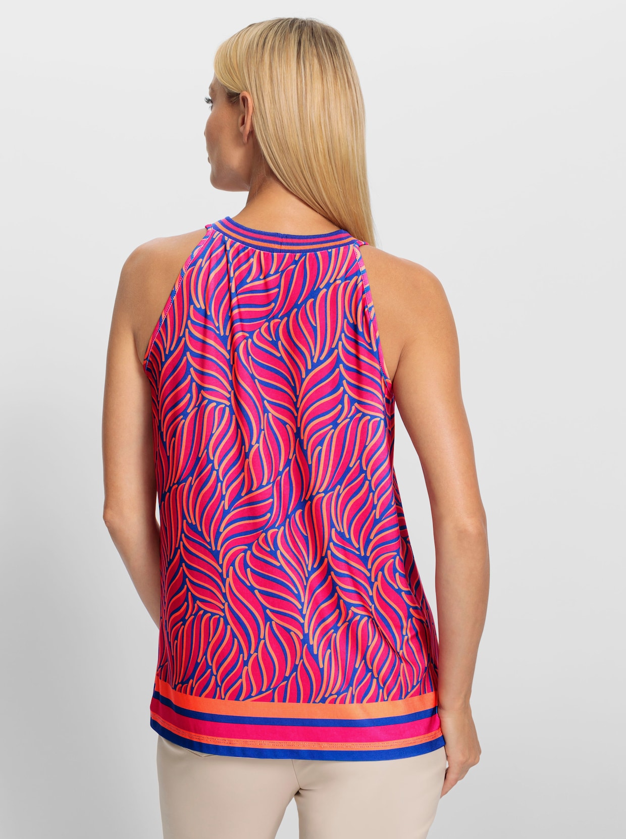 heine Shirttop - koningsblauw/pink bedrukt