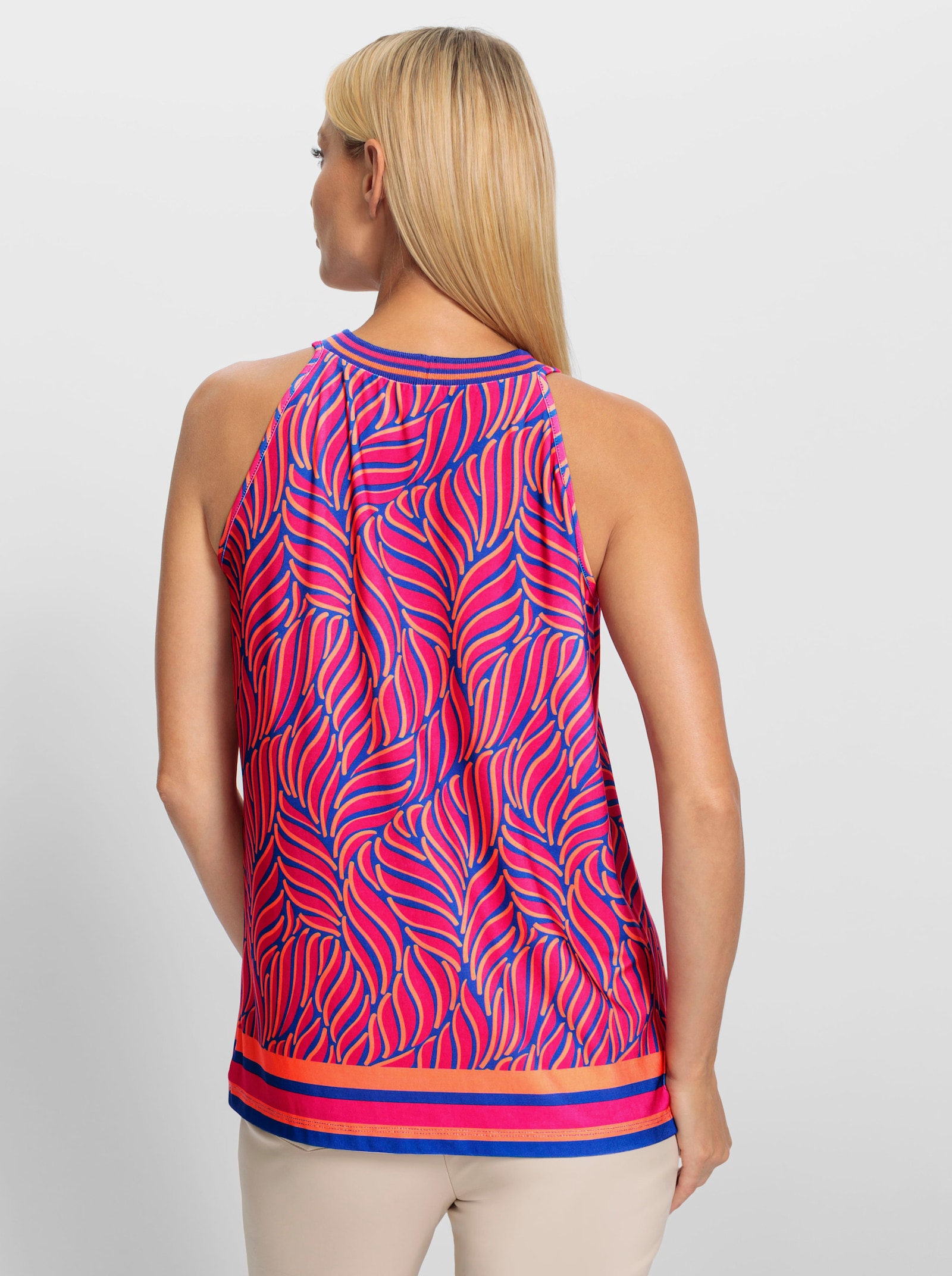 heine Shirttop mit Ripsband am Ausschnitt - royalblau-pink-bedruckt