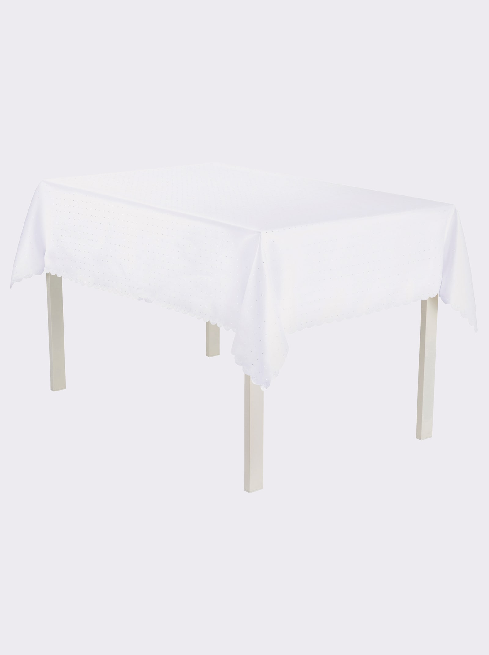 Tischdecke mit gebogtem Abschluss - weiß