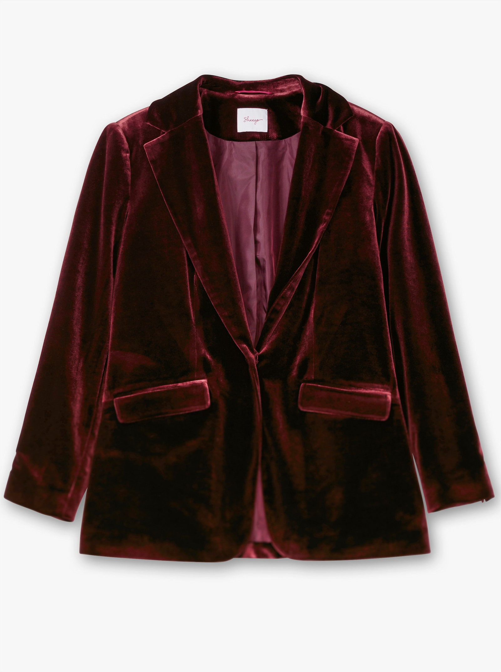 sheego Blazer en velours extensible, doublé - bordeaux