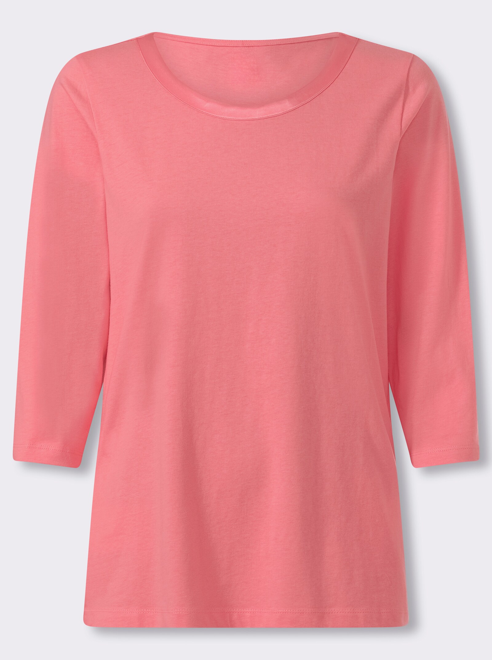 3/4-Arm-Shirt mit Satin-Paspelierung - flamingo