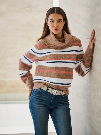 heine Streifenpullover - camel-ecru-geringelt