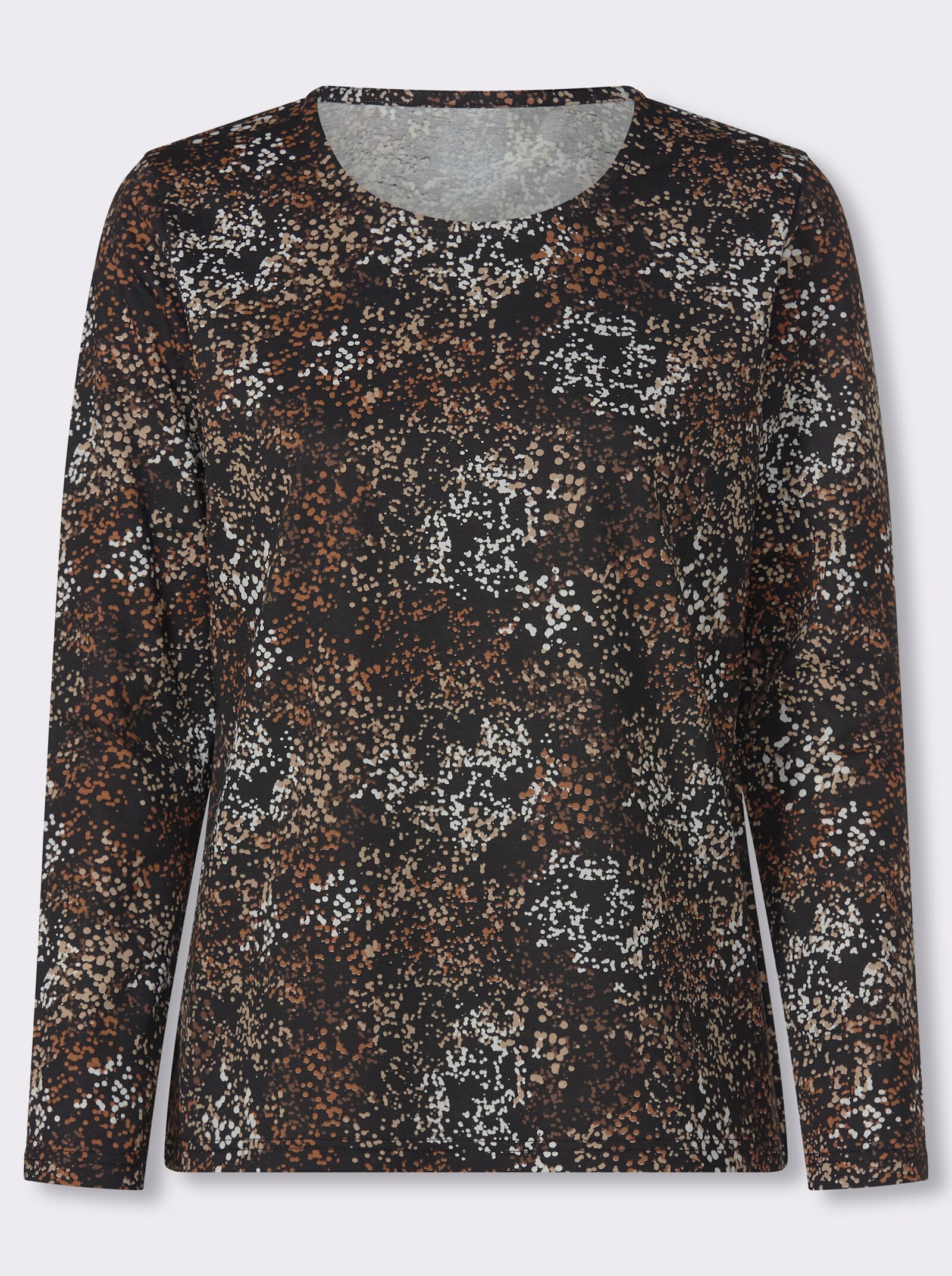 Langarmshirt mit Print - schwarz-beige-bedruckt