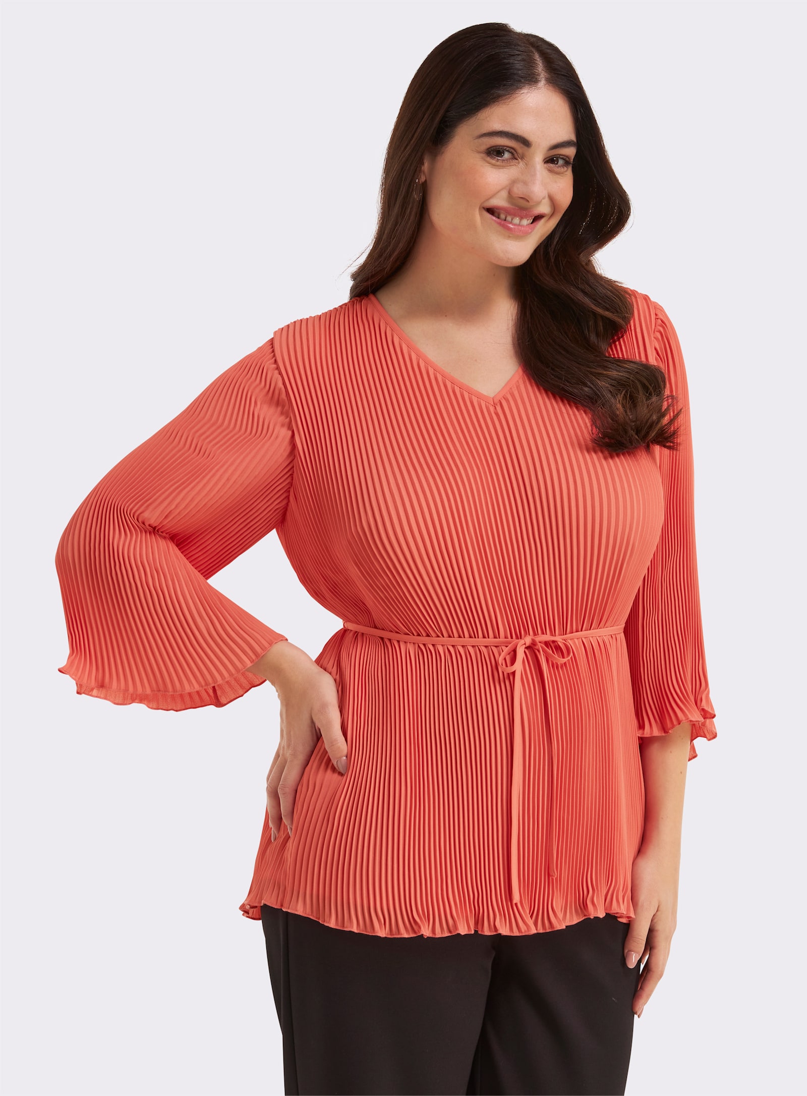 sheego Tunika mit Plisseefalten - koralle