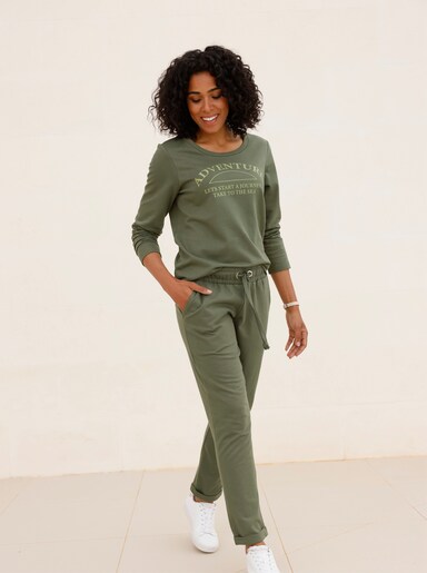  Sweatshirt mit platziertem Schriftzug - khaki-schilf