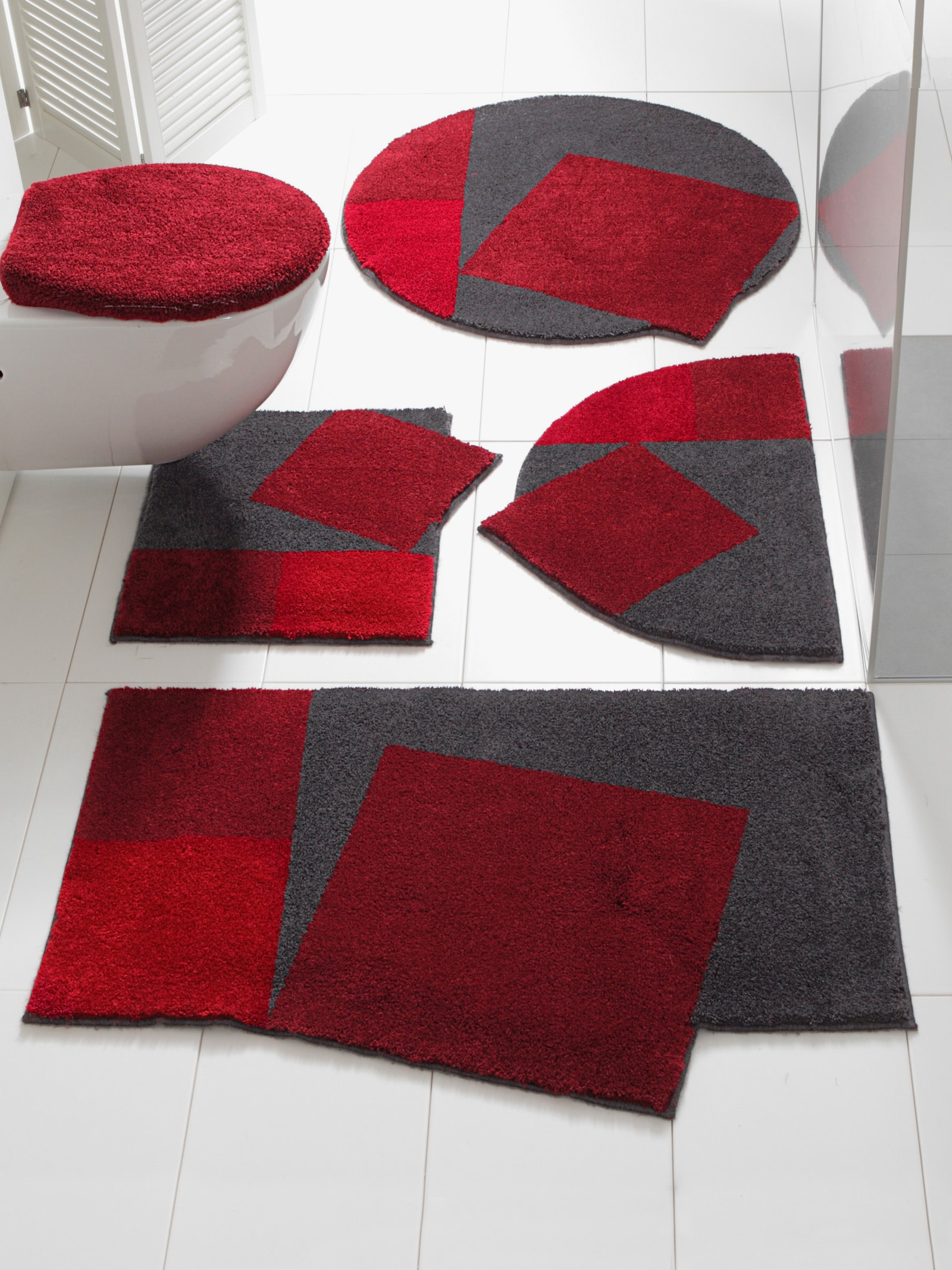 Grund Tapis de bain - rouge-gris