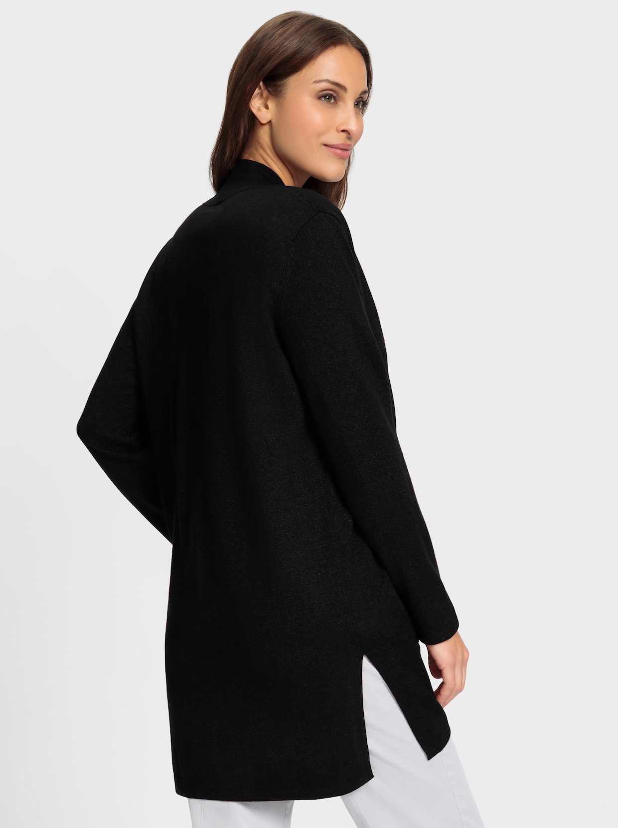 Lang gebreid vest - zwart