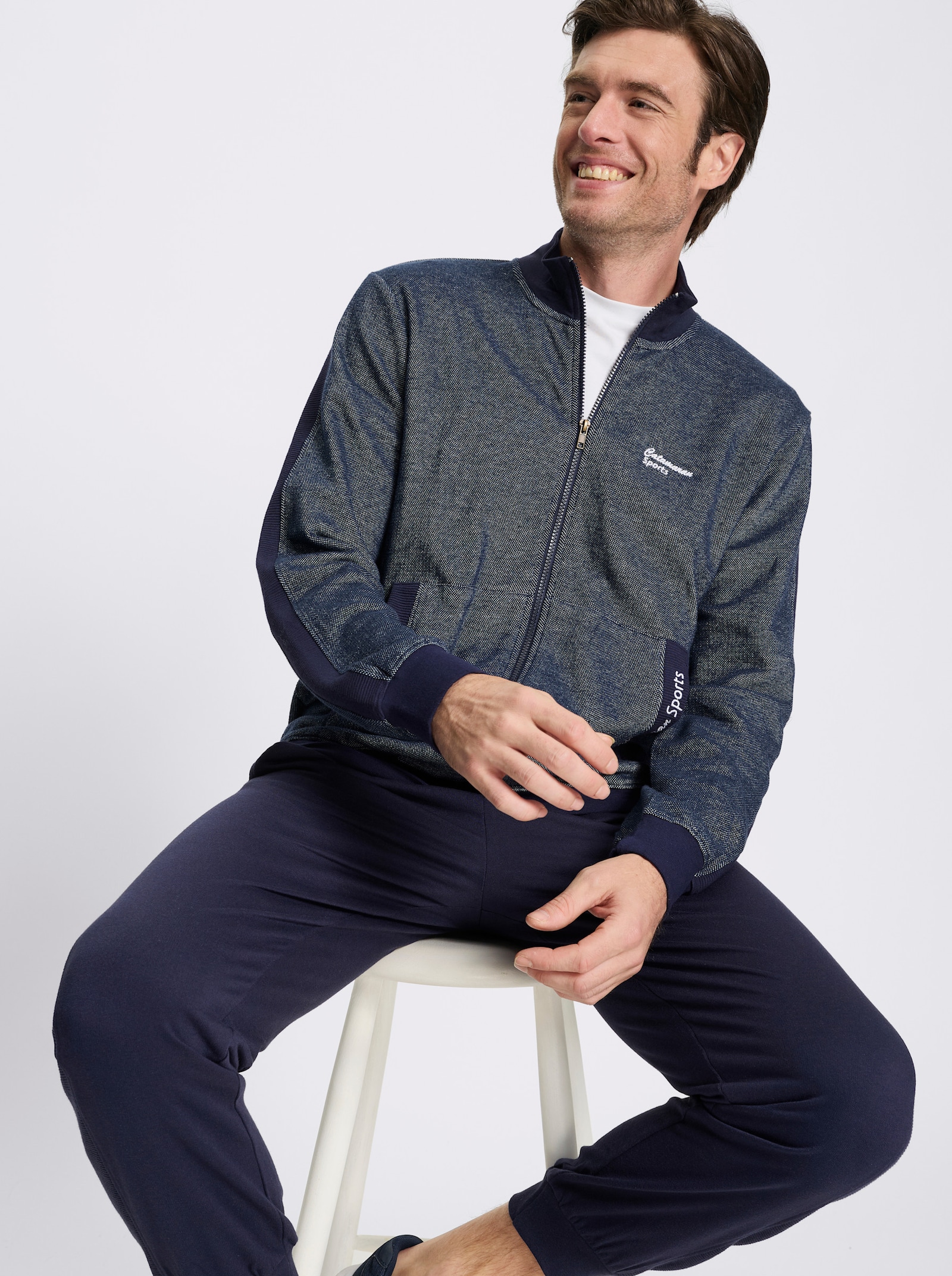 Catamaran Sports Sweatjacke mit Stickerei - marine-meliert