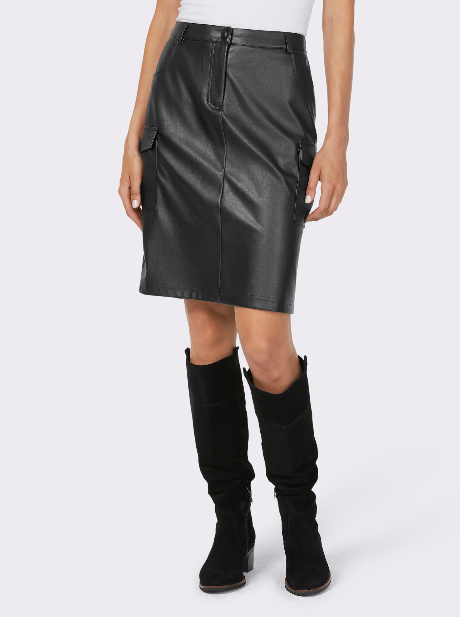 heine Jupe en synthétique avec fente au dos - noir