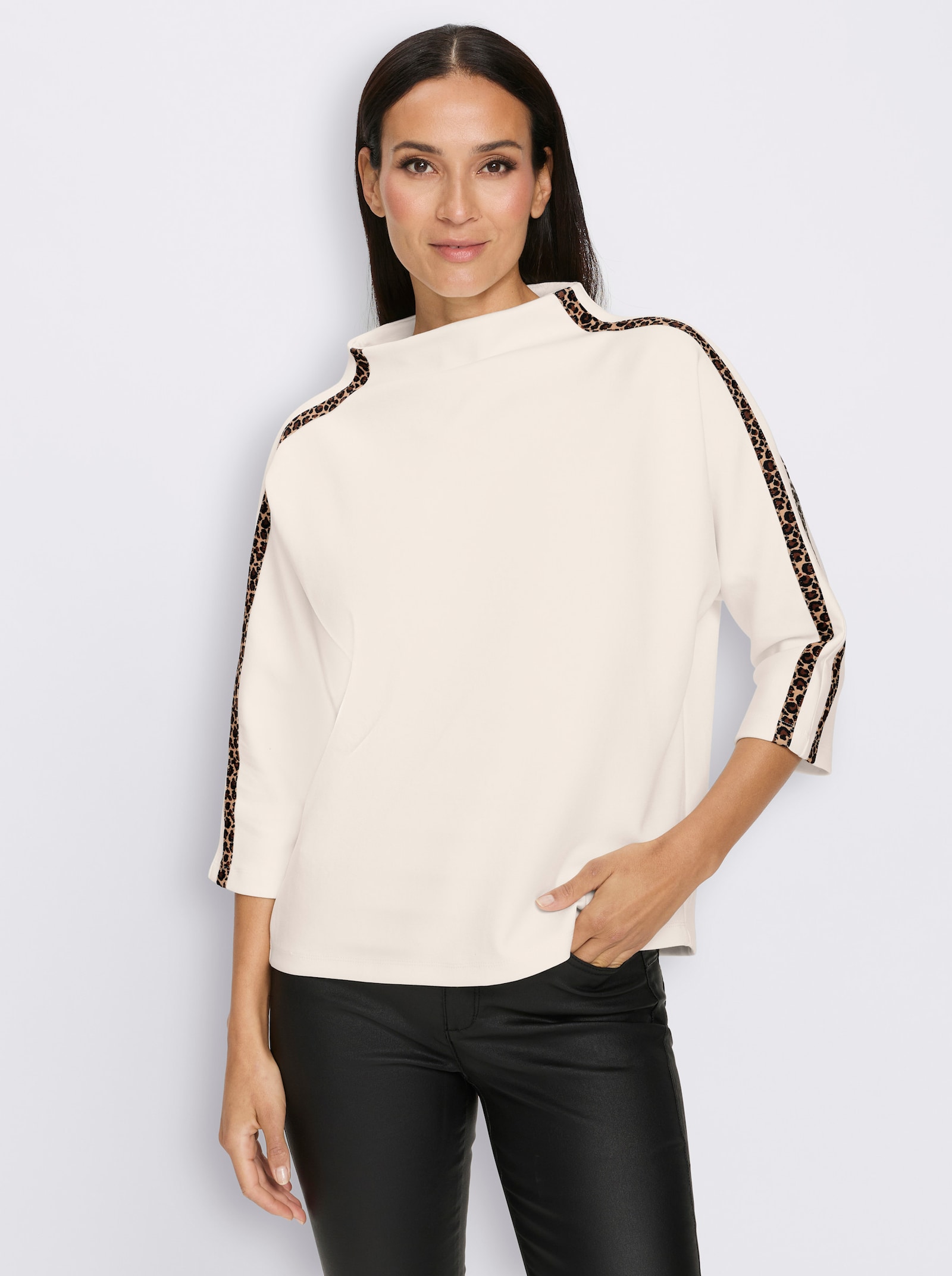 heine 3/4-Arm-Shirt mit Leo-Akzenten - champagner