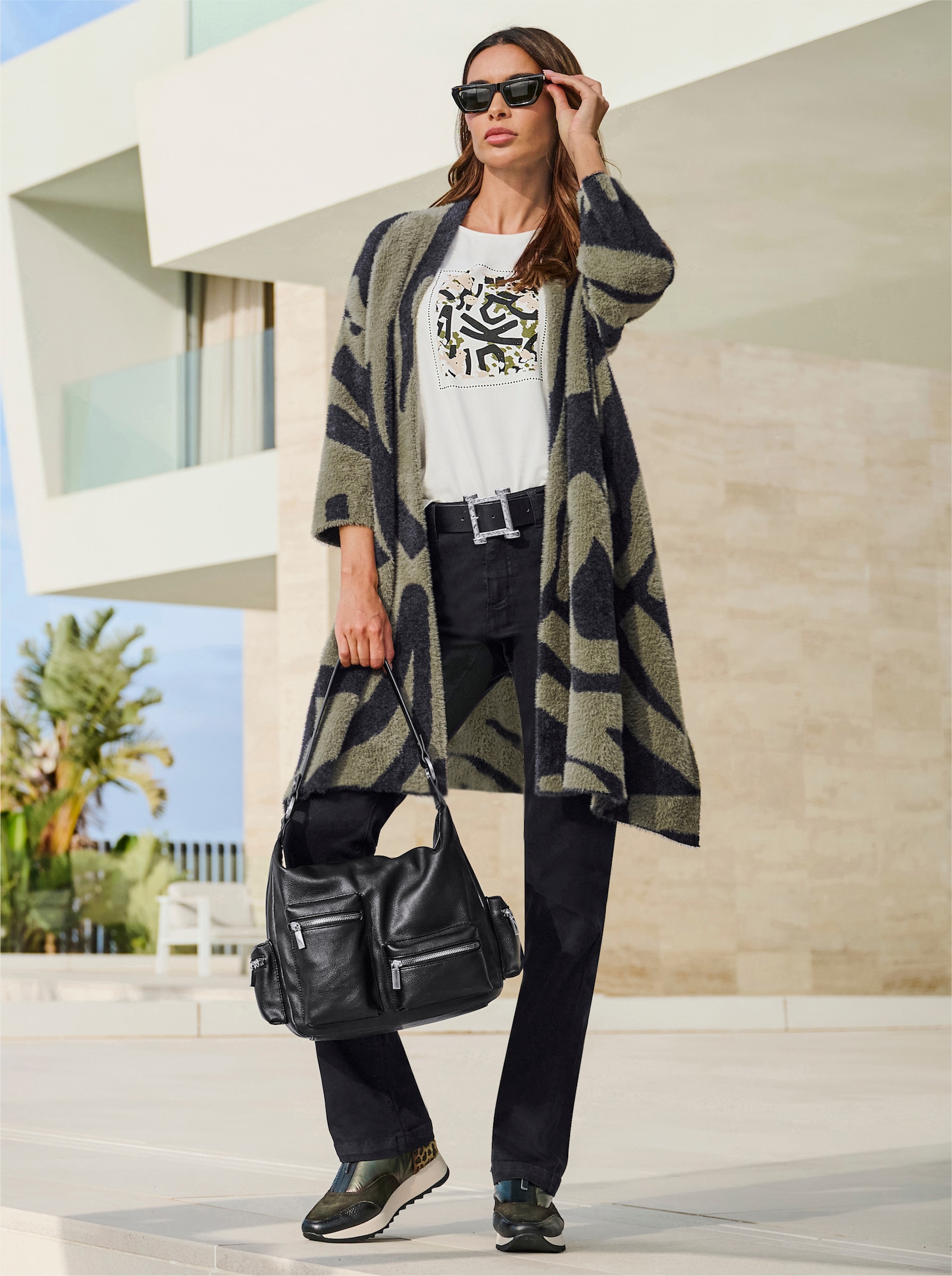 heine 5-Pocket-Jeans mit Schuckelementen - schwarz