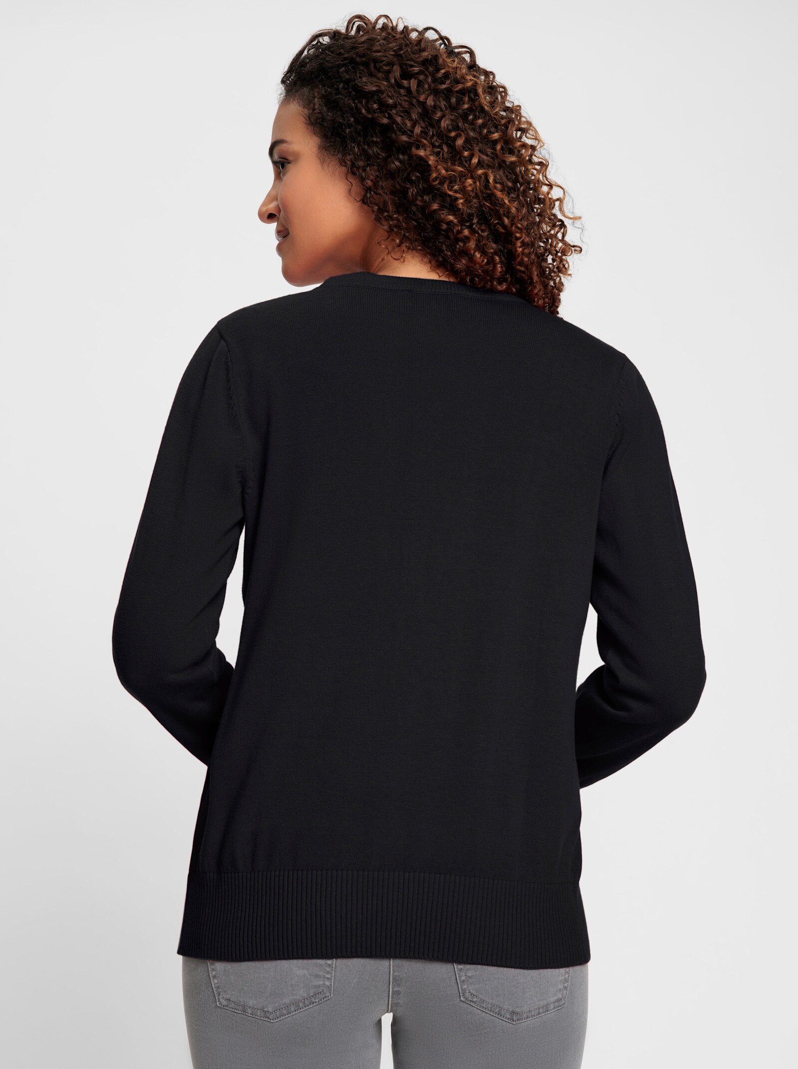 Strickjacke mit V-Ausschnitt - schwarz