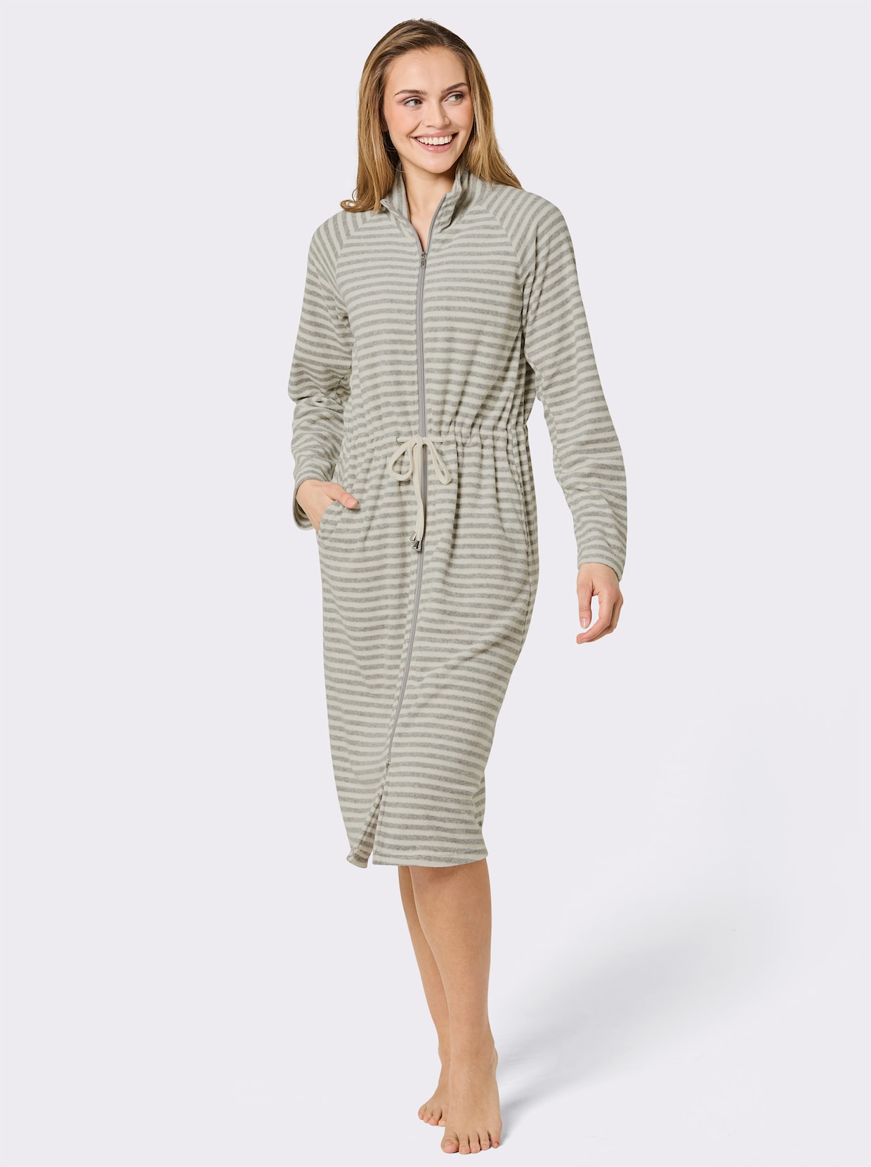 feel good Bademantel - champagner-grau-meliert