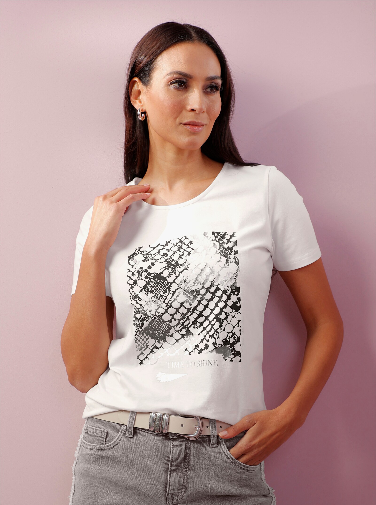 heine Shirt mit Folien-Druck - ecru