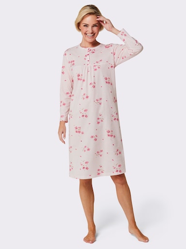 Comtessa Nachthemd mit Blütenmuster - hellrosé