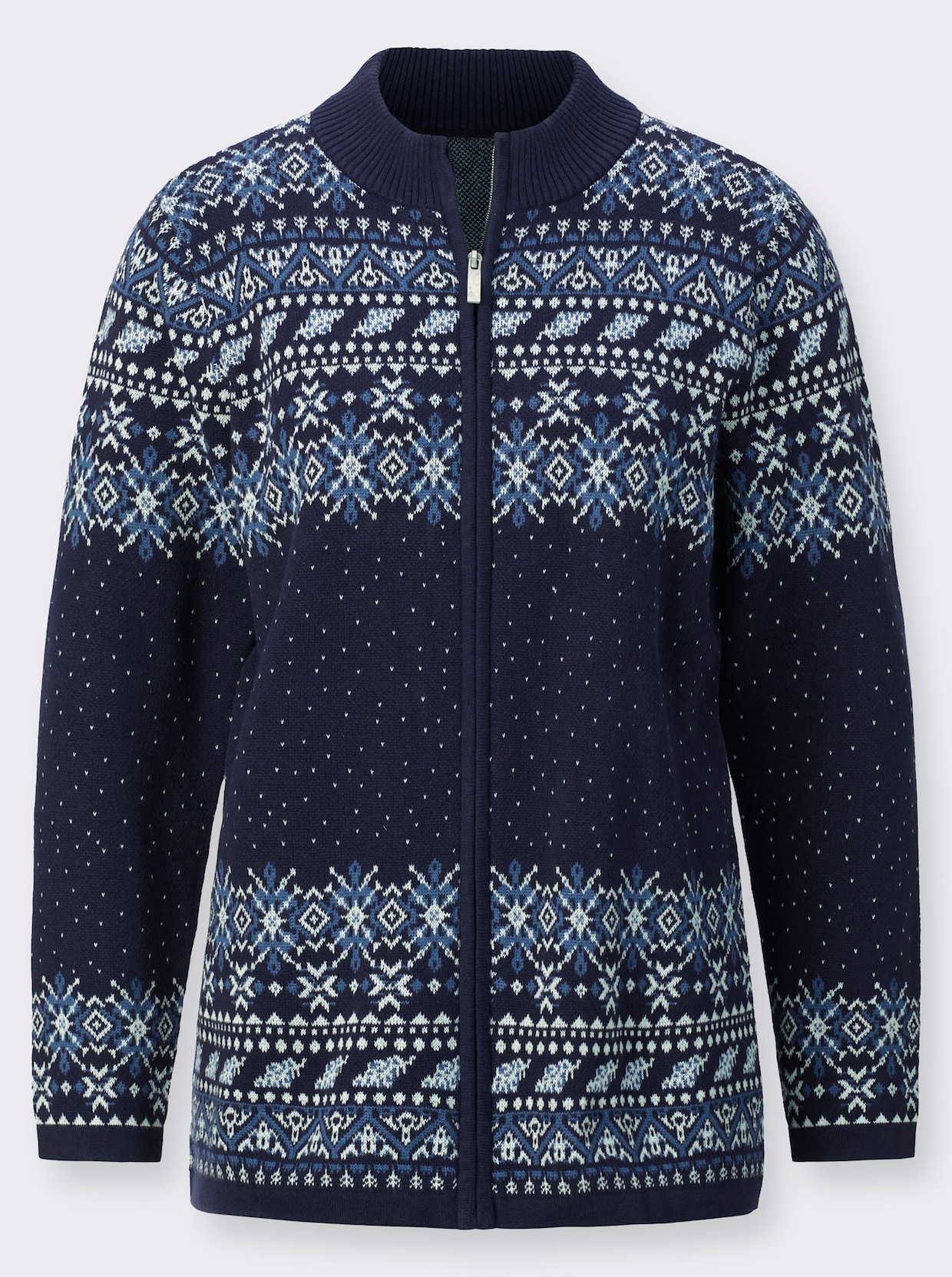 Jacquardvest - marine/ecru gedessineerd
