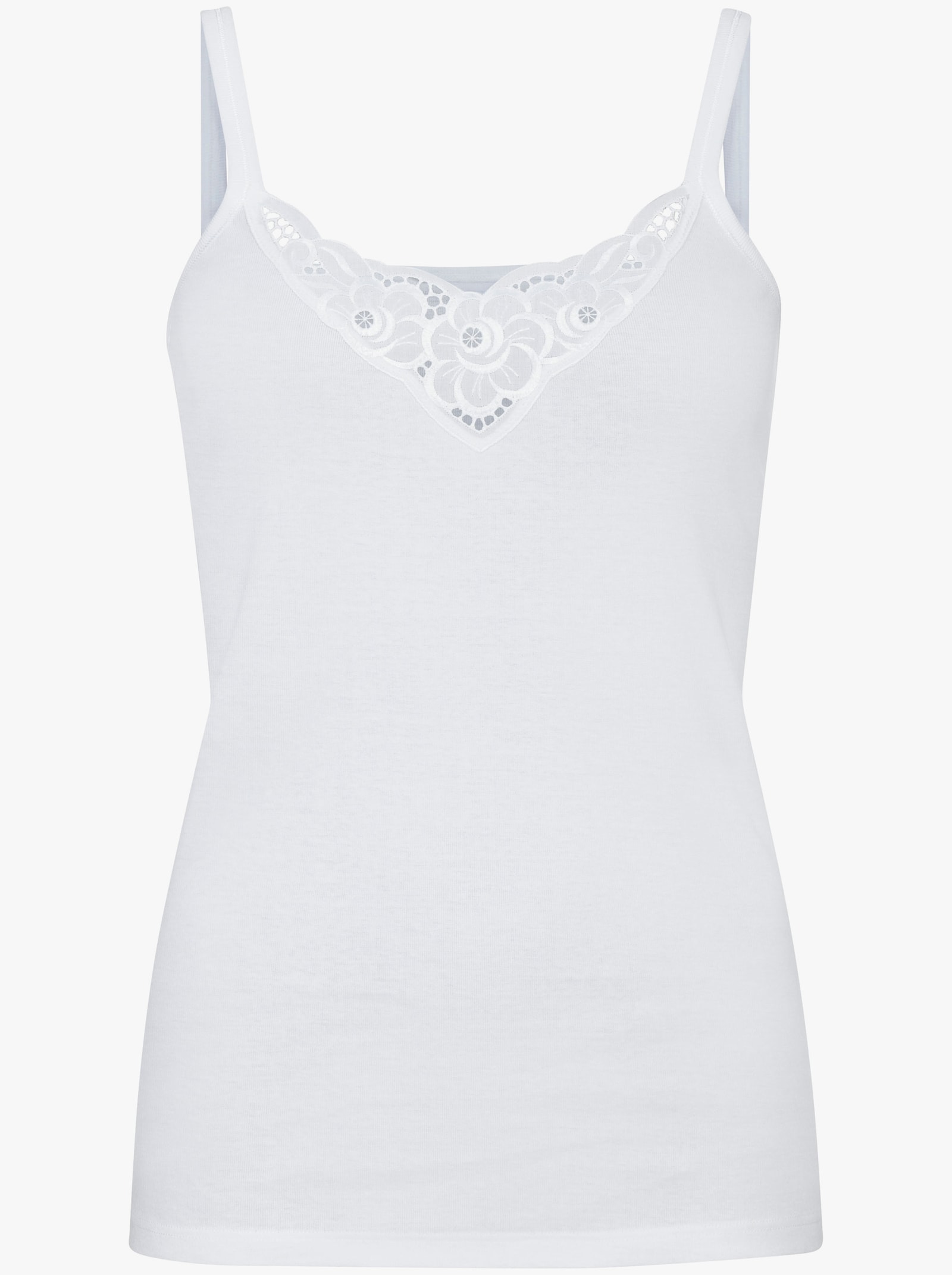 wäschepur Trägerhemd mit Batist-Motiv - weiß