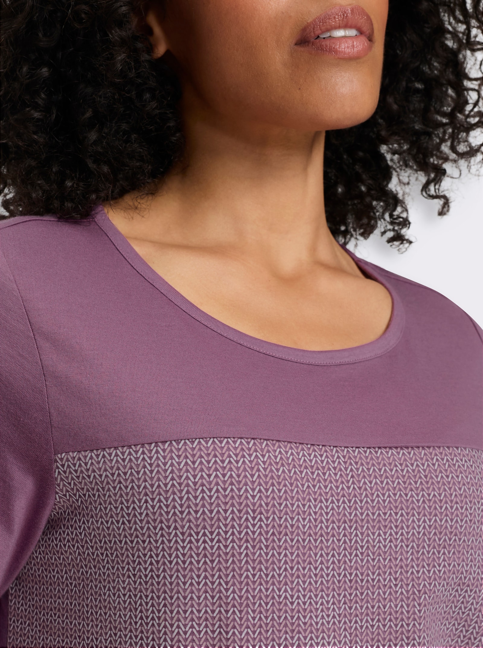 Shirt met korte mouwen in mêleelook - violet/mauve bedrukt