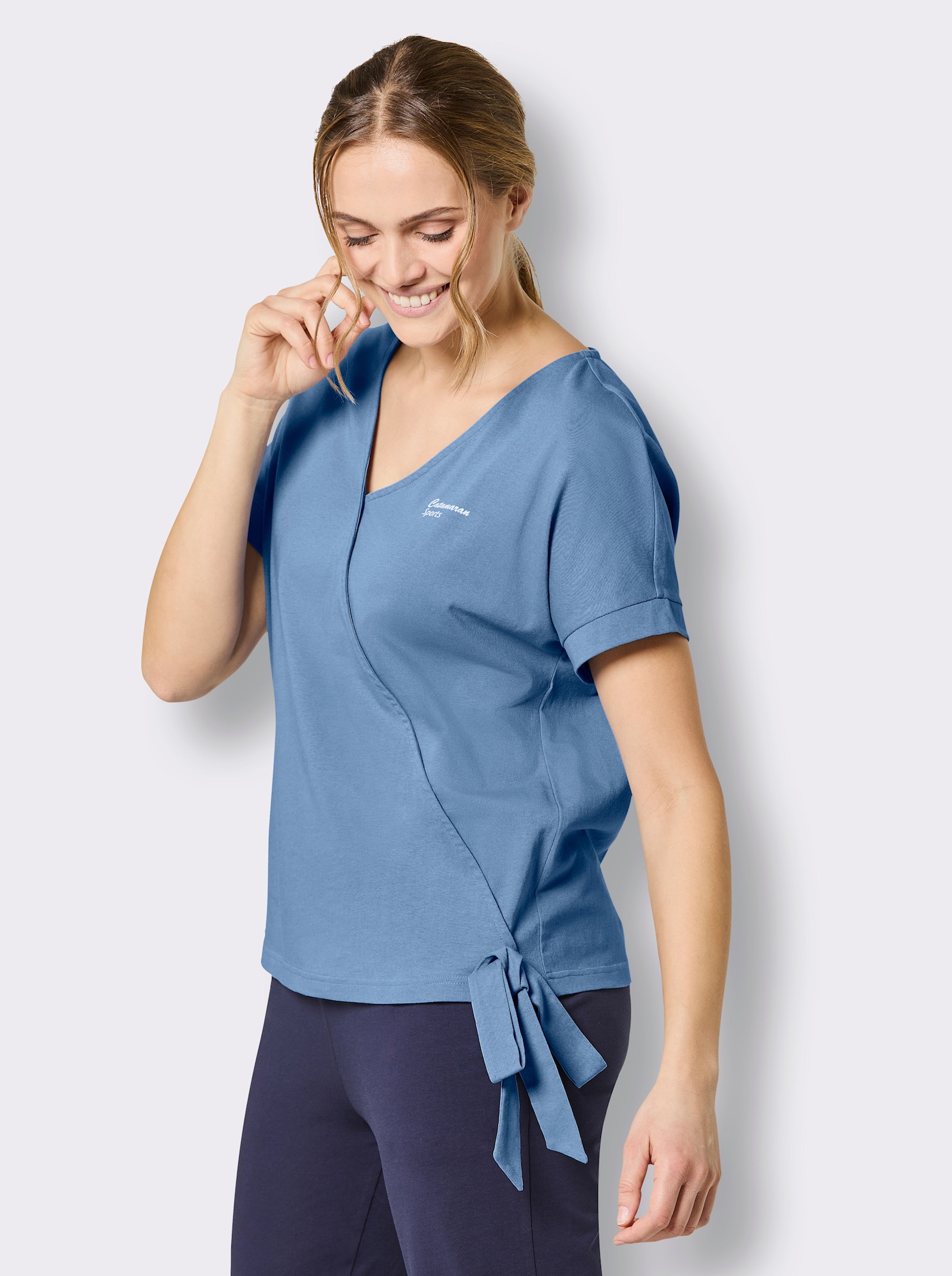 Catamaran Sports Funktionsshirt in Wickel-Optik - mittelblau