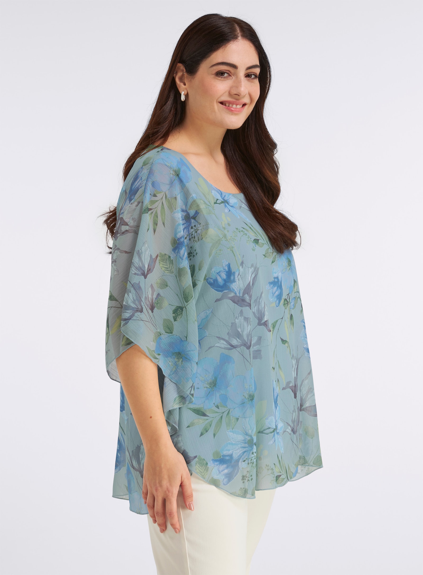 sheego Tunika in Cape-Form - kalkmint-eisblau-bedruckt