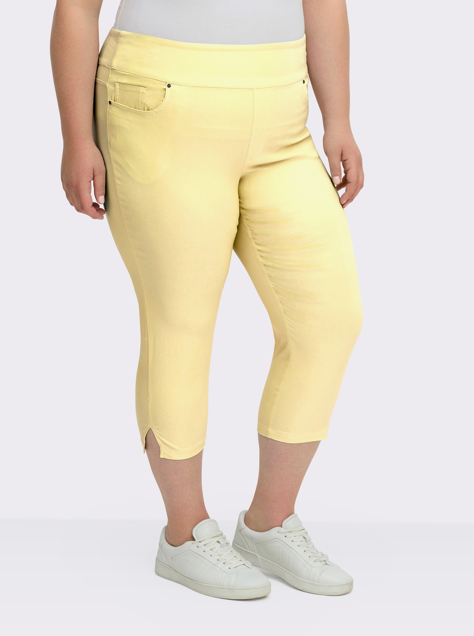 Stretch-Hose in Wadenlänge - vanillegelb