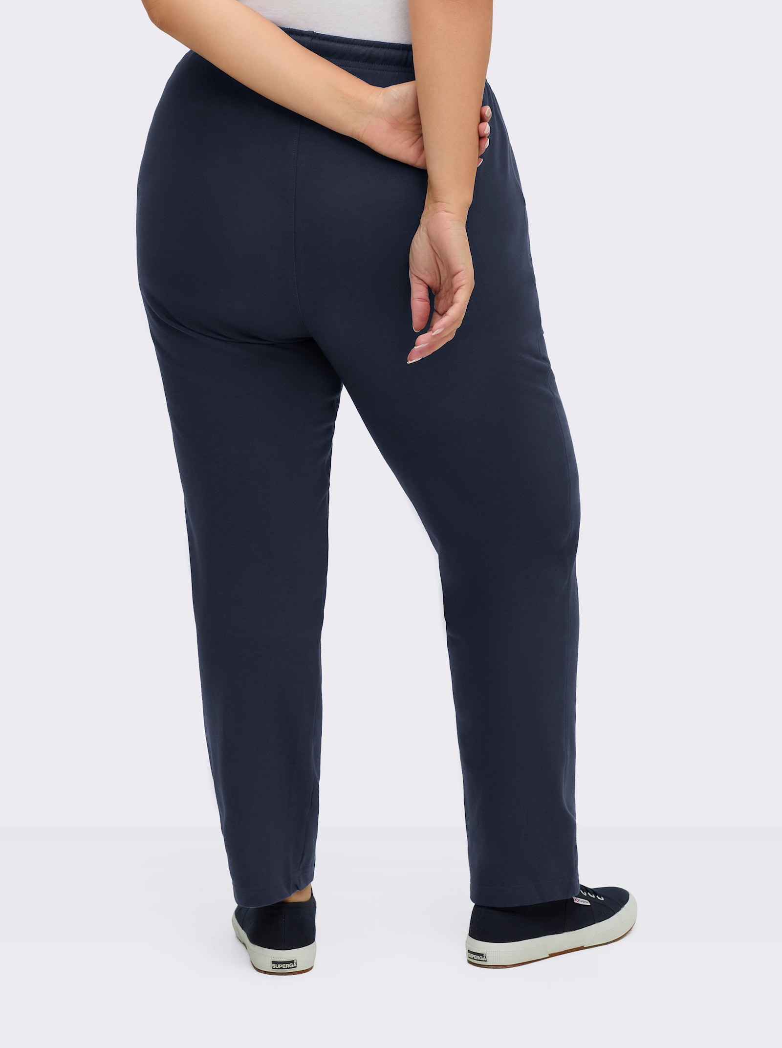 Jerseyhose mit Tunnelzug und Bindeband - marine