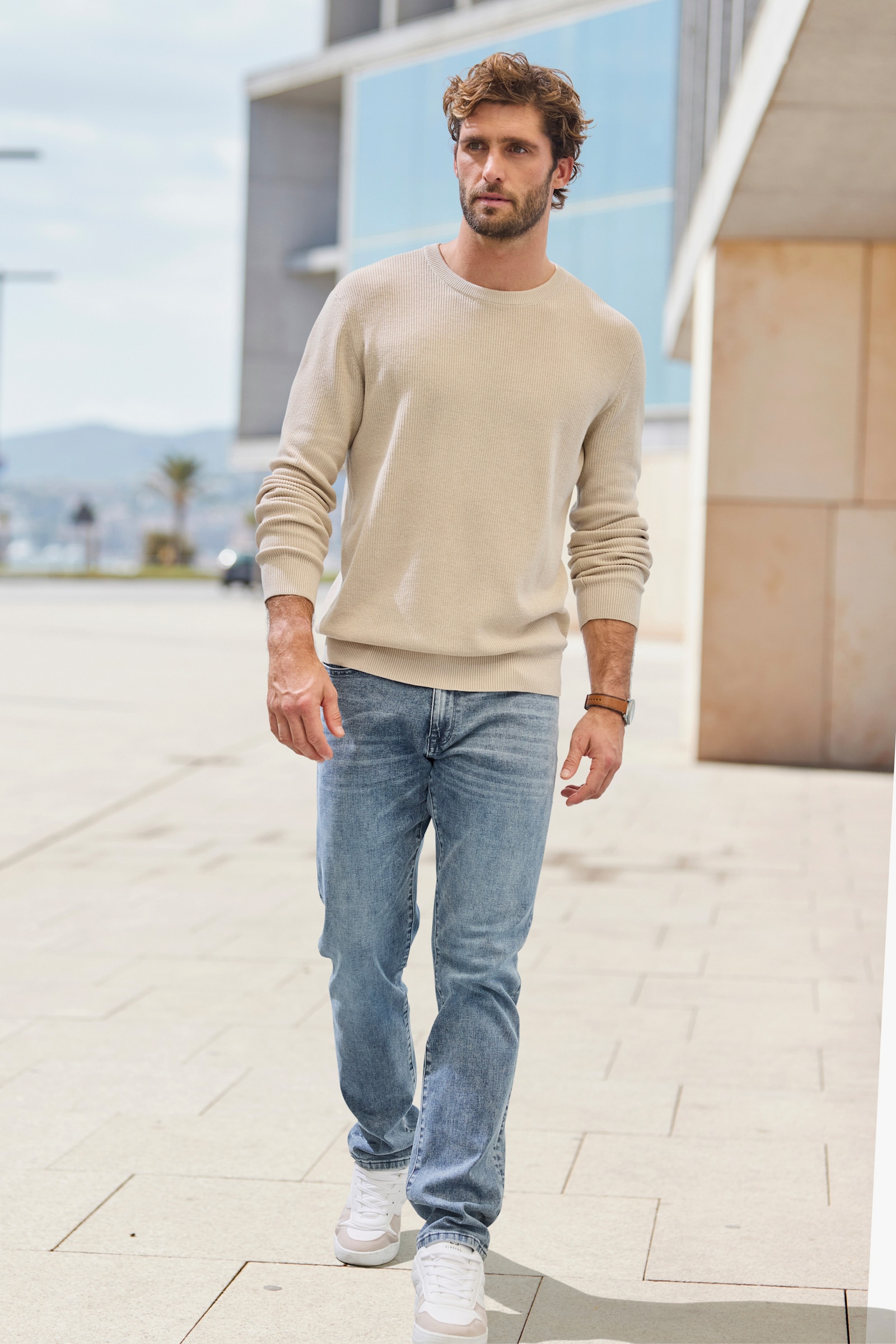 John Devin Gebreide pullover - beige