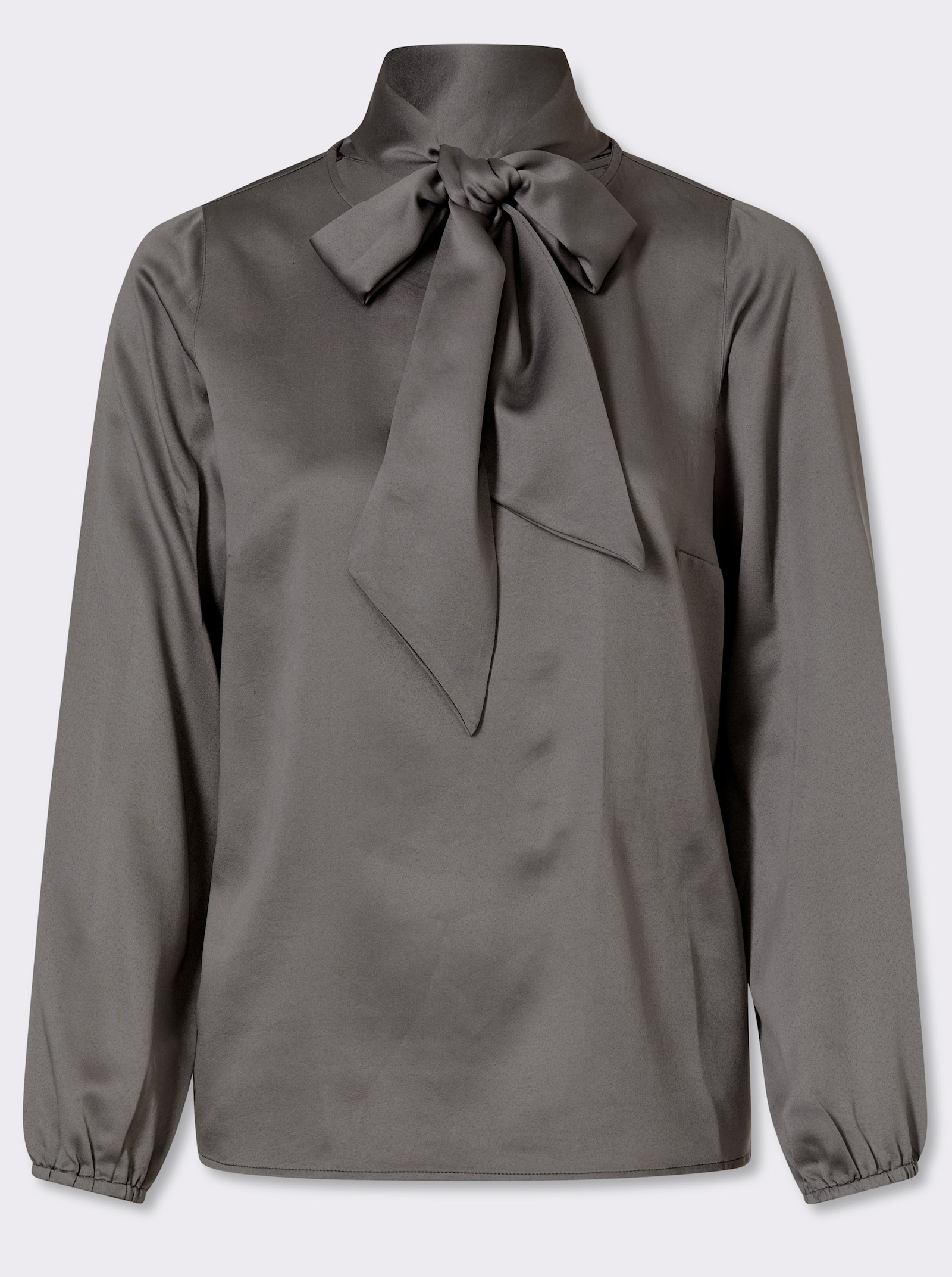 heine Schluppenbluse mit Knopfverschluss im Nacken - grau