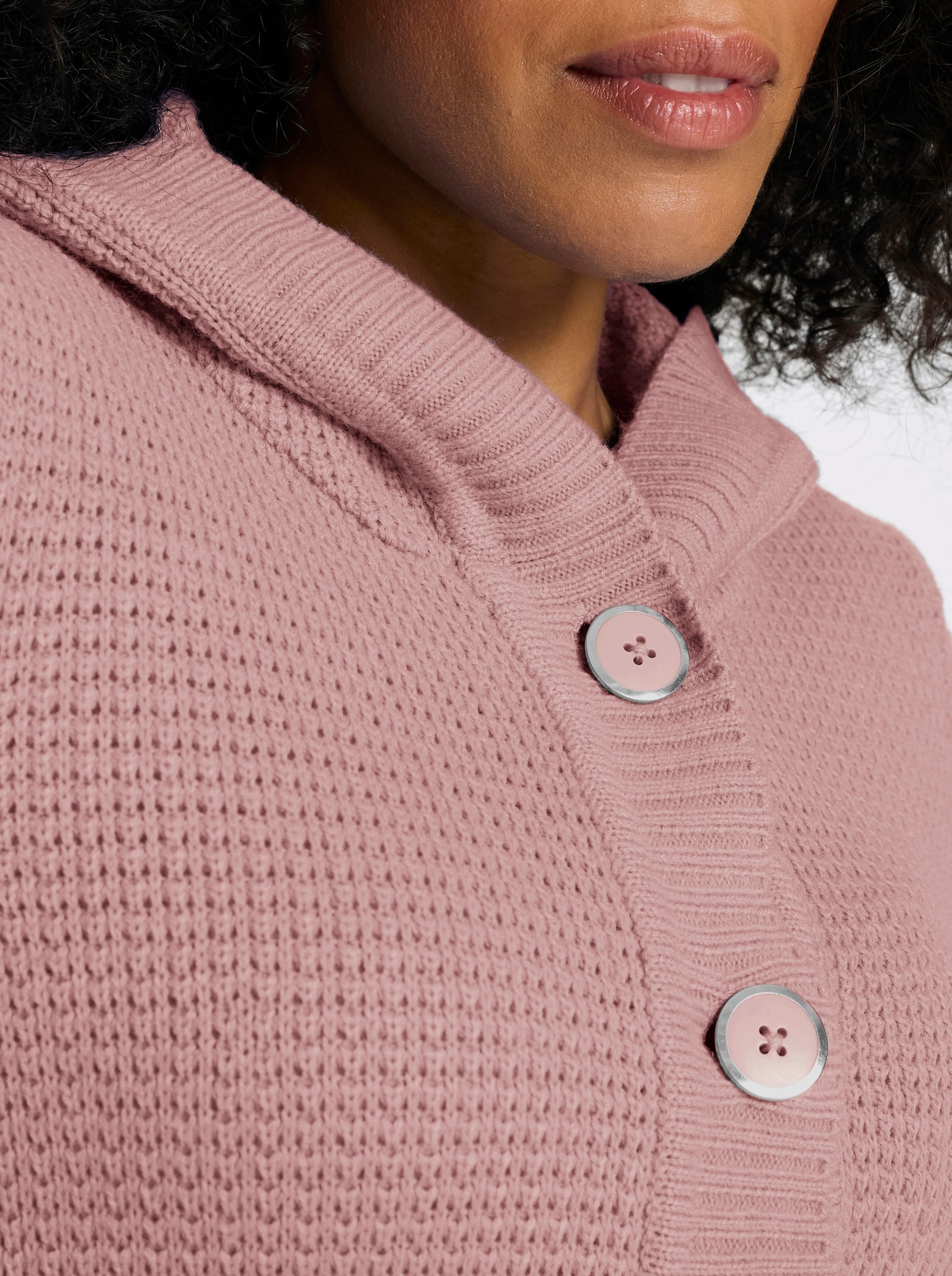 Kapuzenstrickjacke mit Känguru-Taschen - hortensie