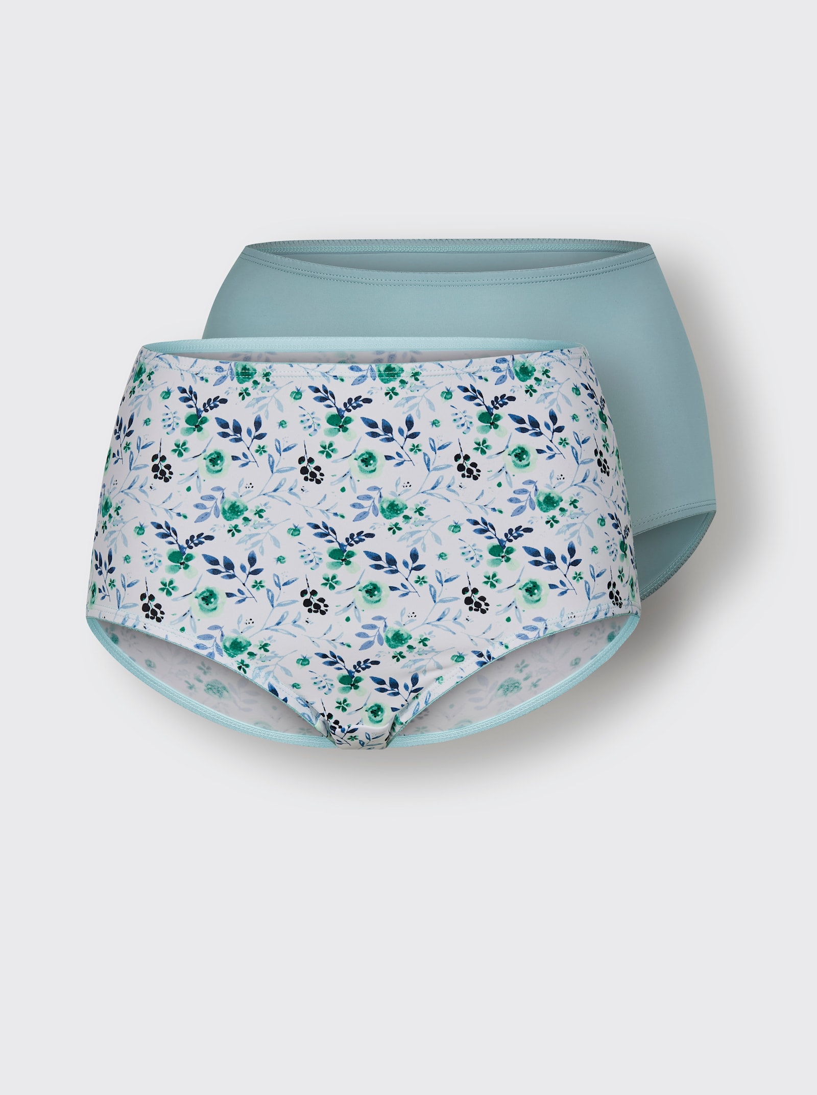 Kalhotky s pasem - bílá-mátová-potisk + mátová