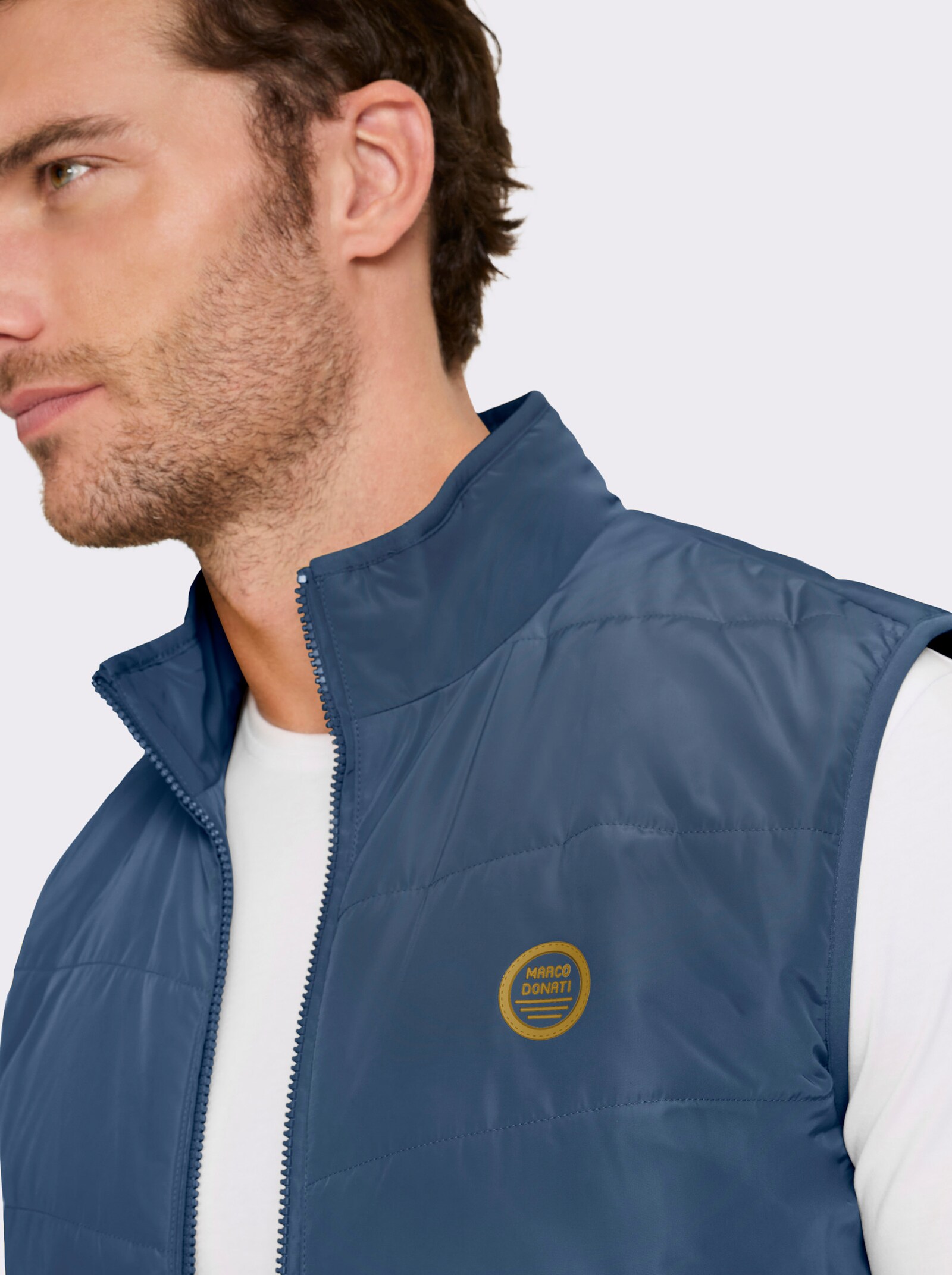 Marco Donati Bodywarmer met elastische paspel aan de zoom - donkerblauw