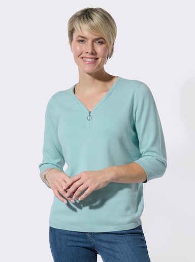 V-Ausschnitt-Pullover in formstabiler Qualität - mint