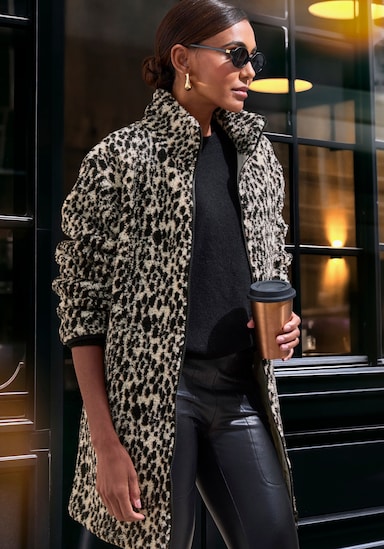 LASCANA Fleecejacke - leo-beige