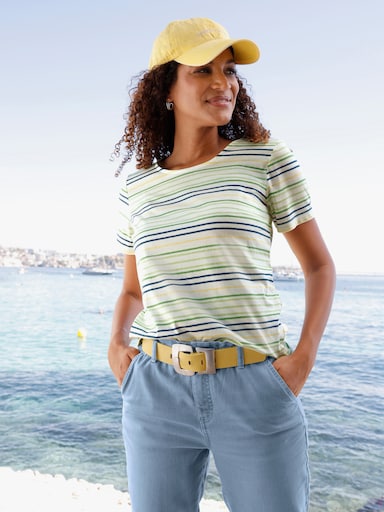 Shirt mit Ringelmuster - apfel-ecru-gemustert