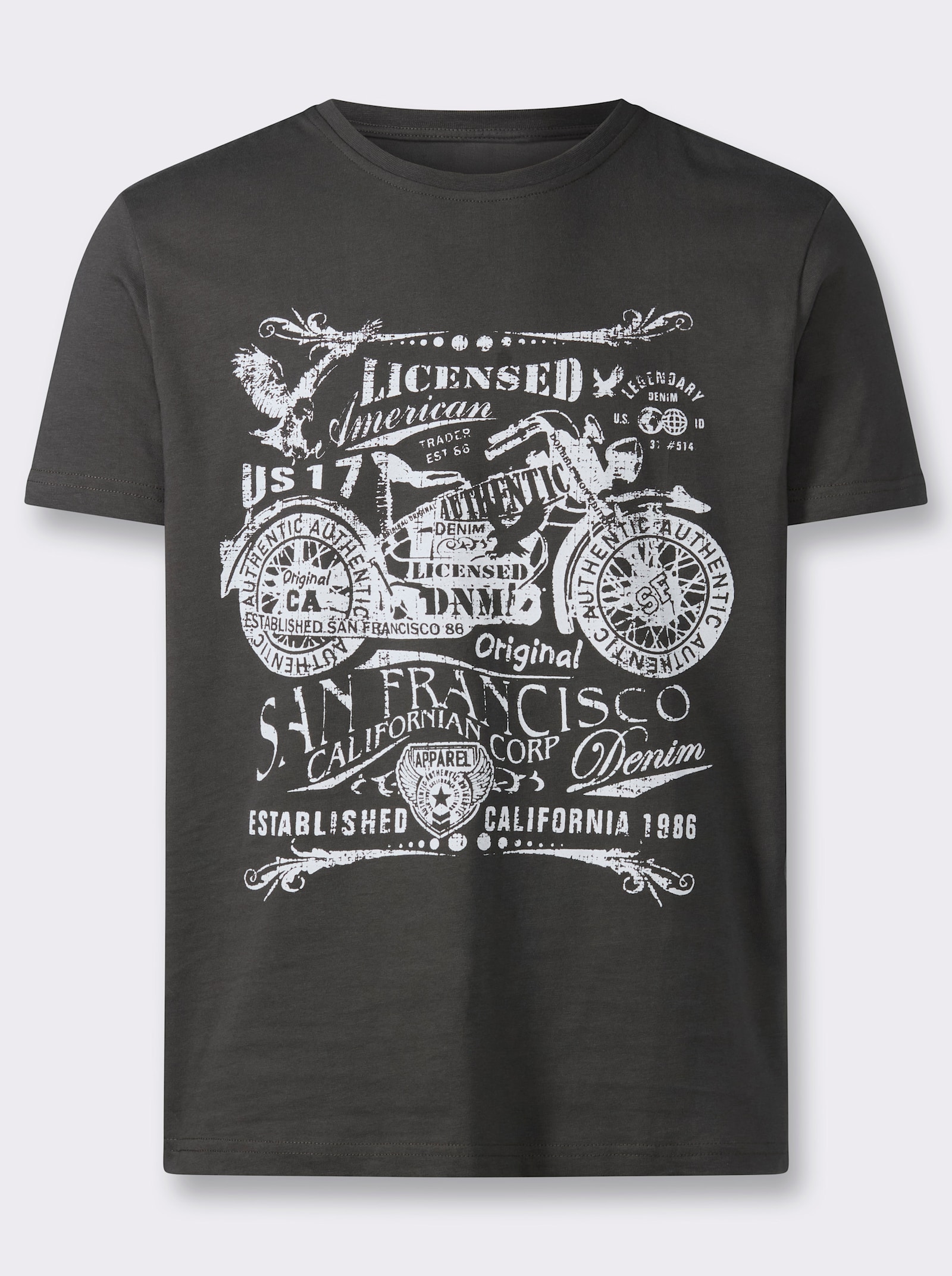Marco Donati Kurzarmshirt mit Front-Print, Baumwolle - graphit-bedruckt