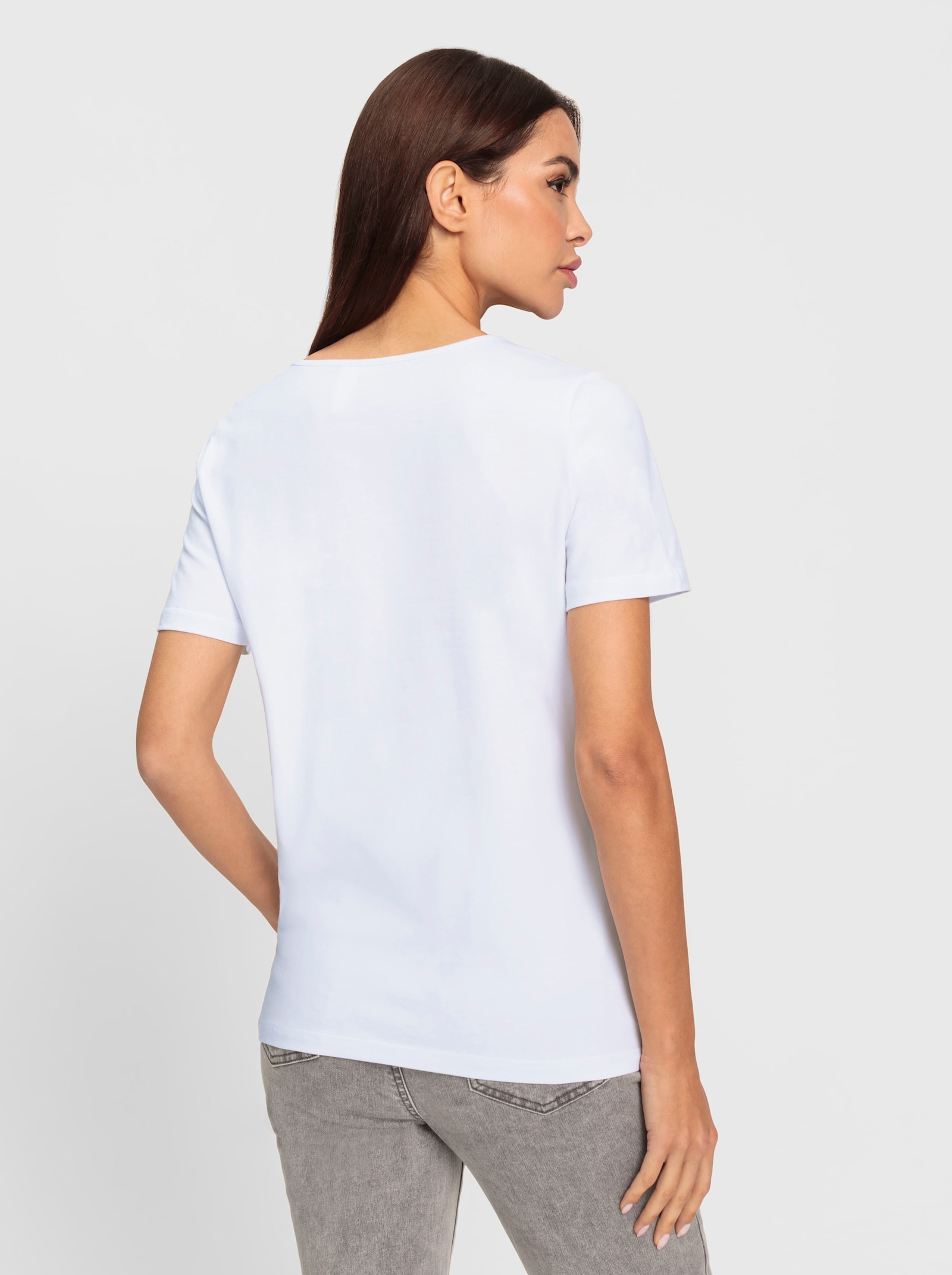 heine T-Shirt Mit Glitzersteinchen - weiß