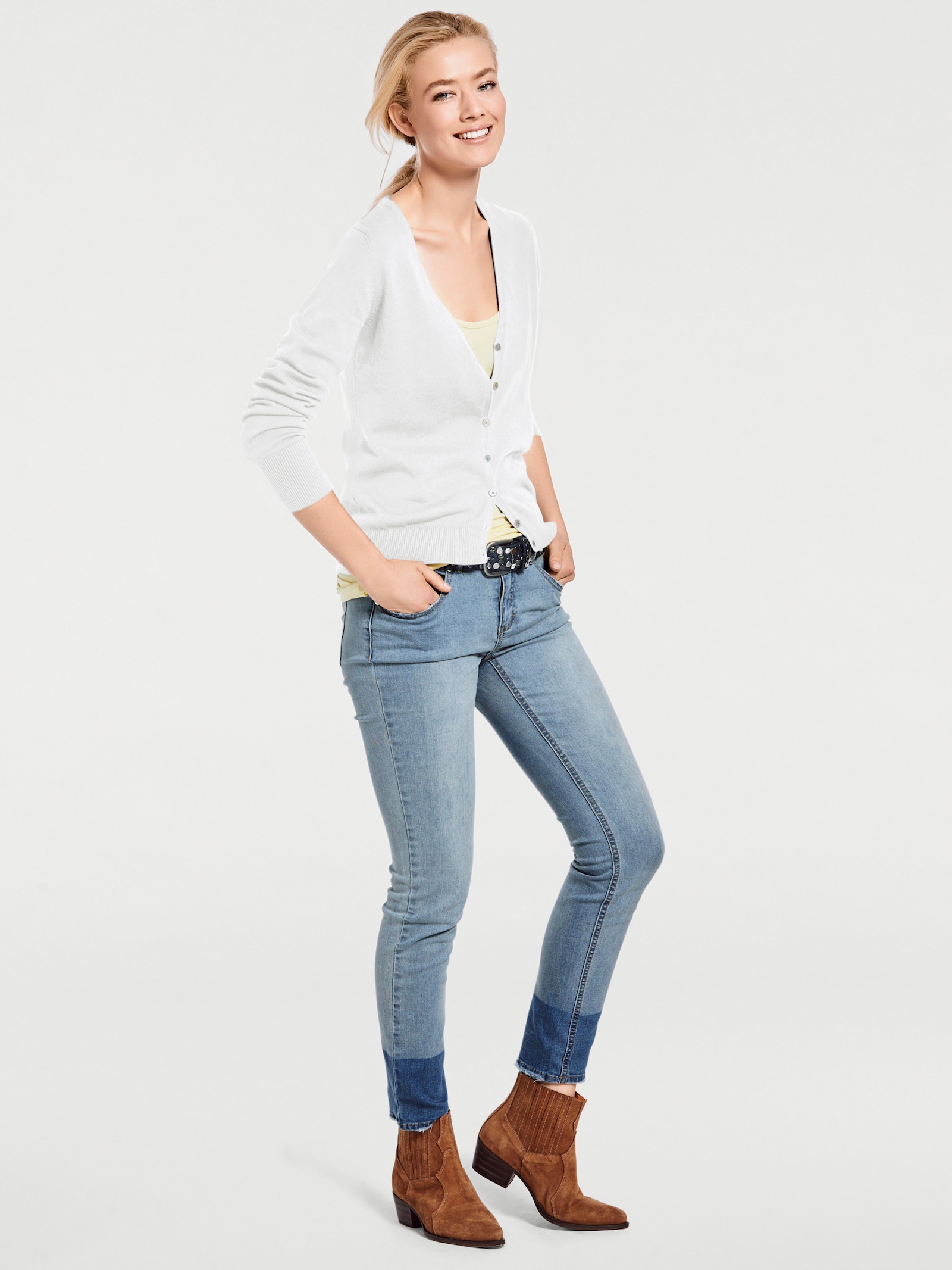 heine Feinstrickjacke im Cardigan-Style - weiß