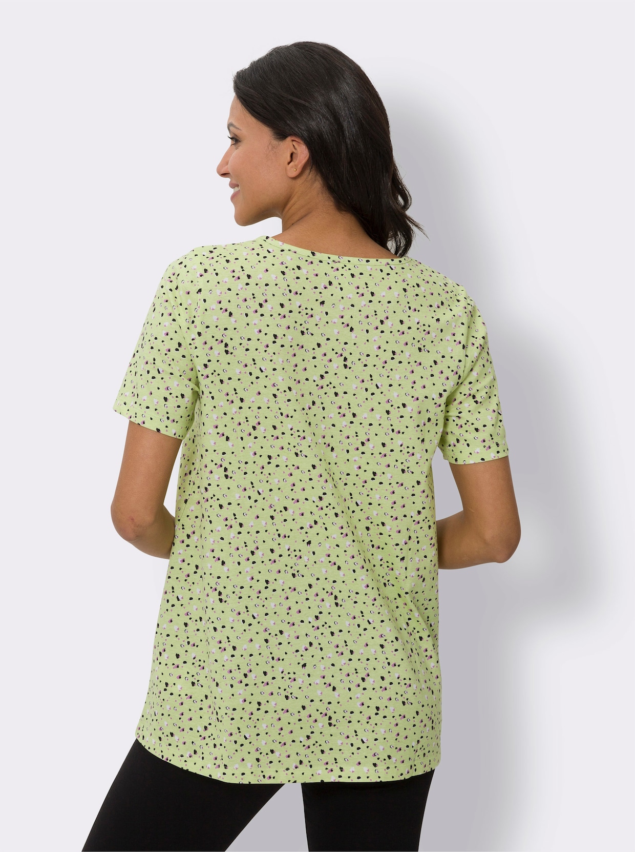 Lang shirt - pistache geprint