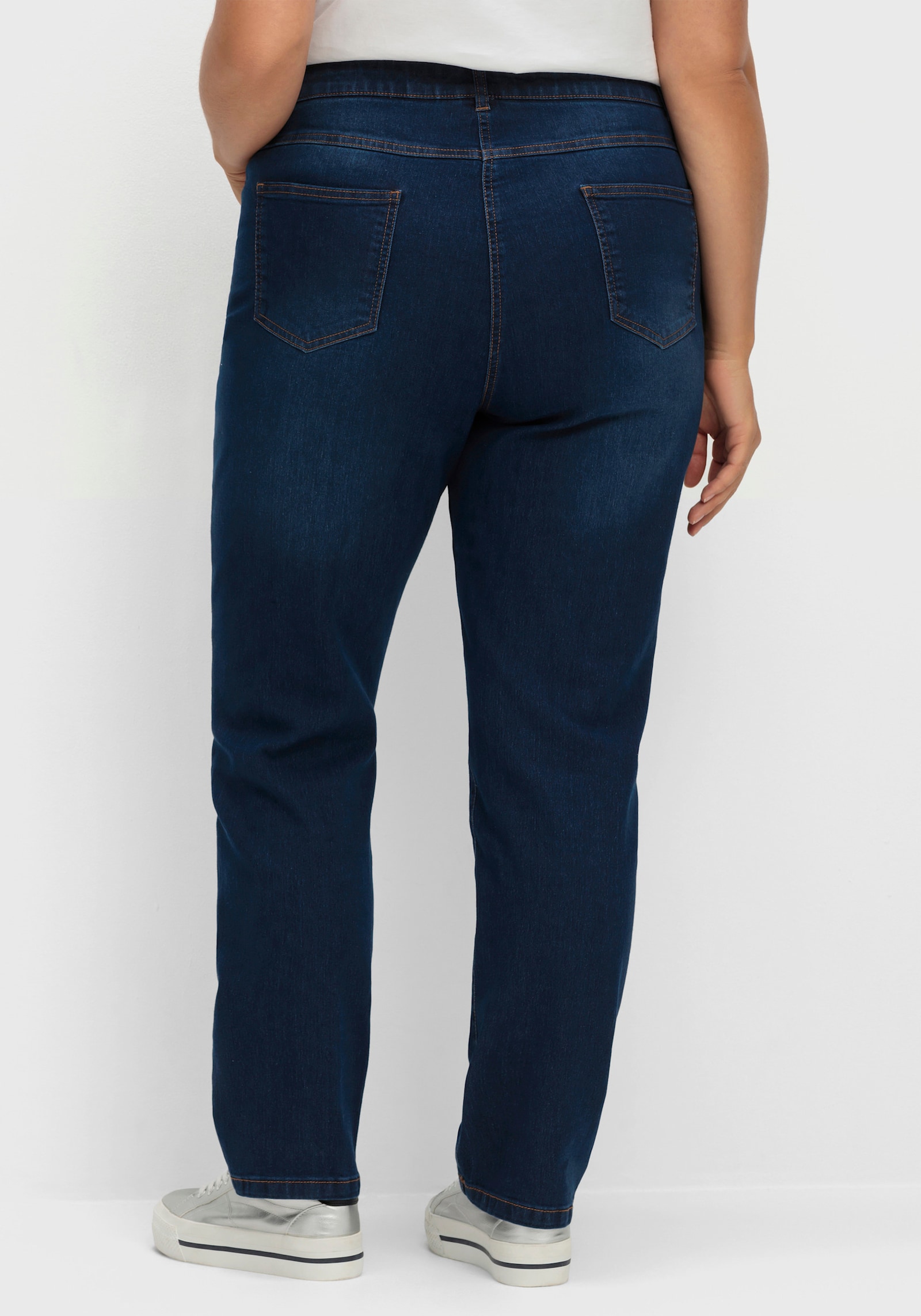 High-waist-Jeans mit innenliegendem Dehnbund - dark blue