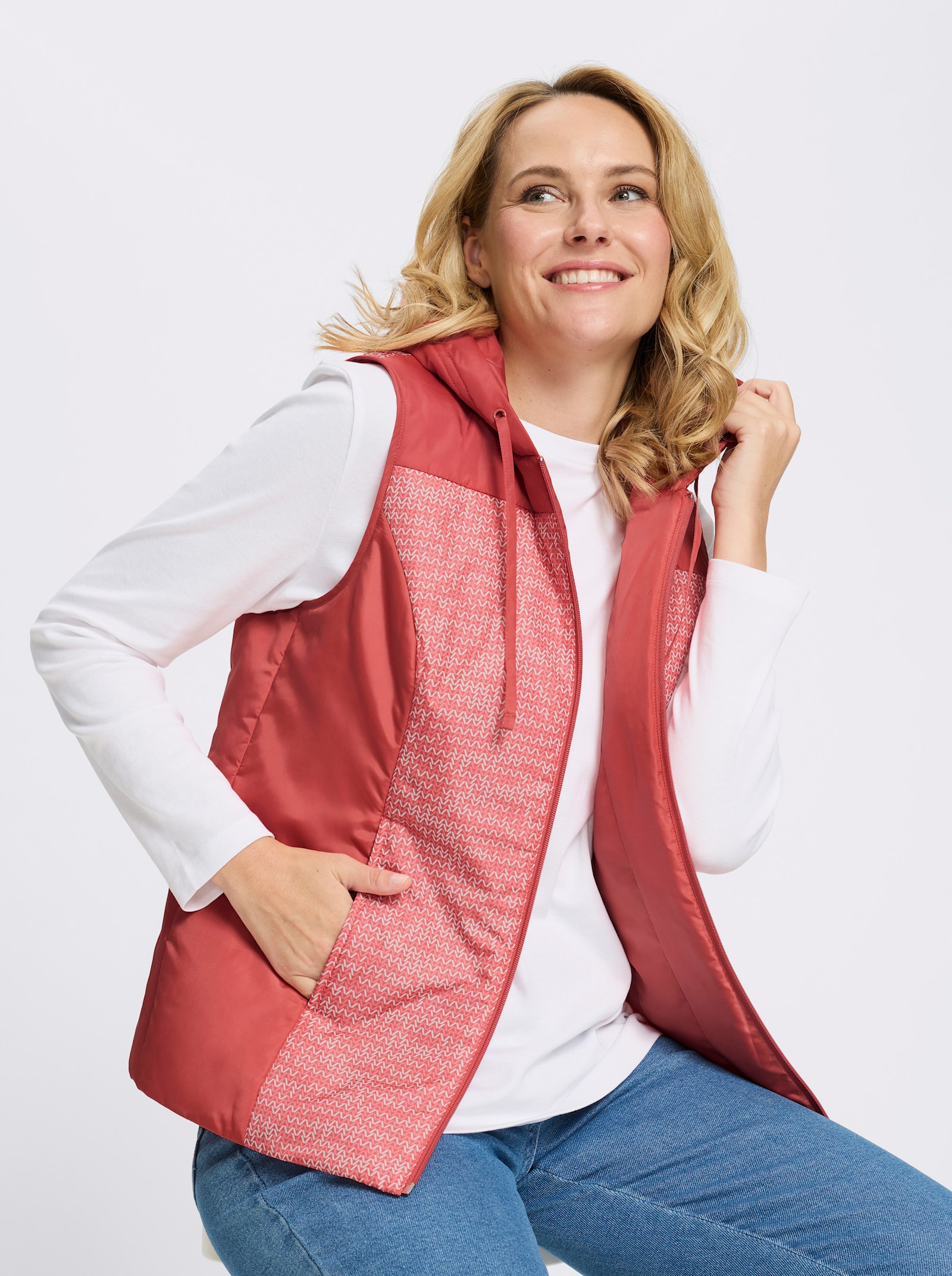 Weste - grapefruit-ecru-bedruckt