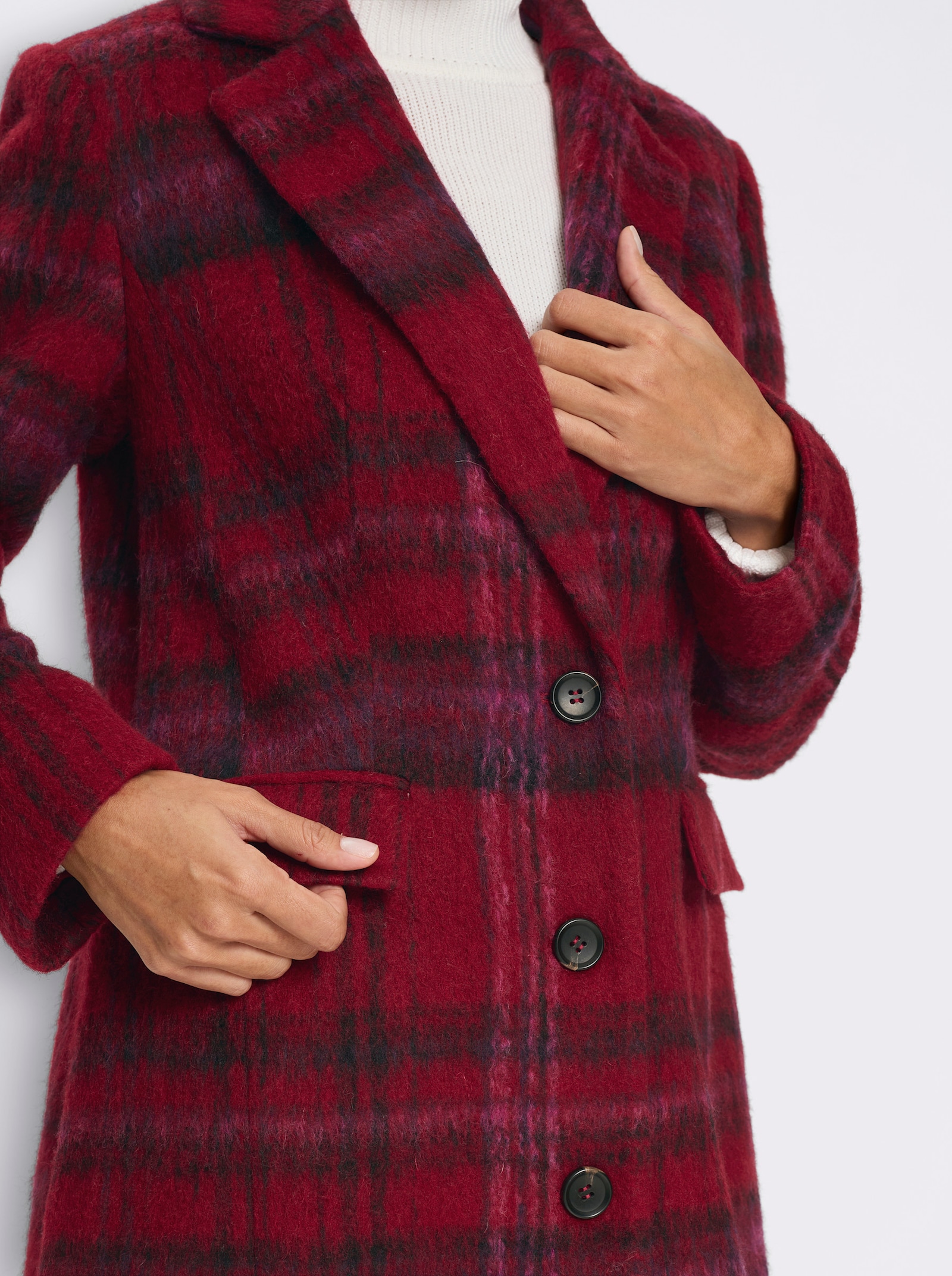 heine Mantel mit Karomuster - kirsche-schwarz-kariert