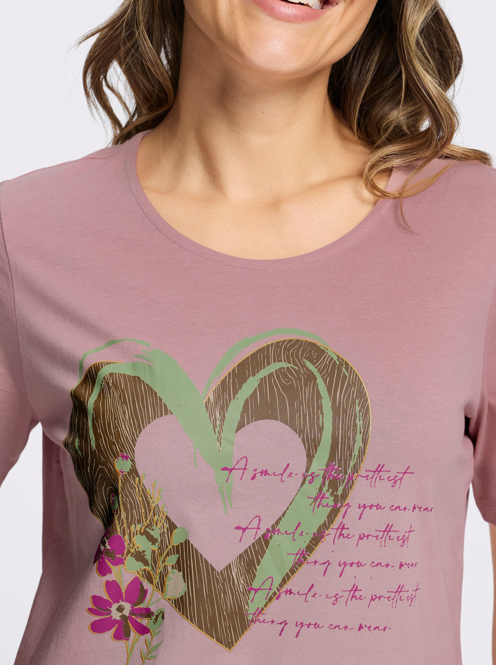 Kurzarmshirt im Trachtenstil - hortensie-braun