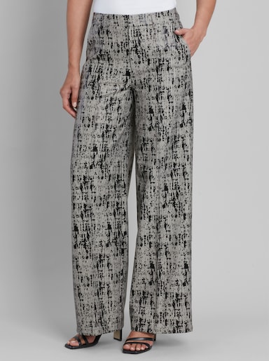 heine Druckhose mit weitem Bein - grau-schwarz-bedruckt