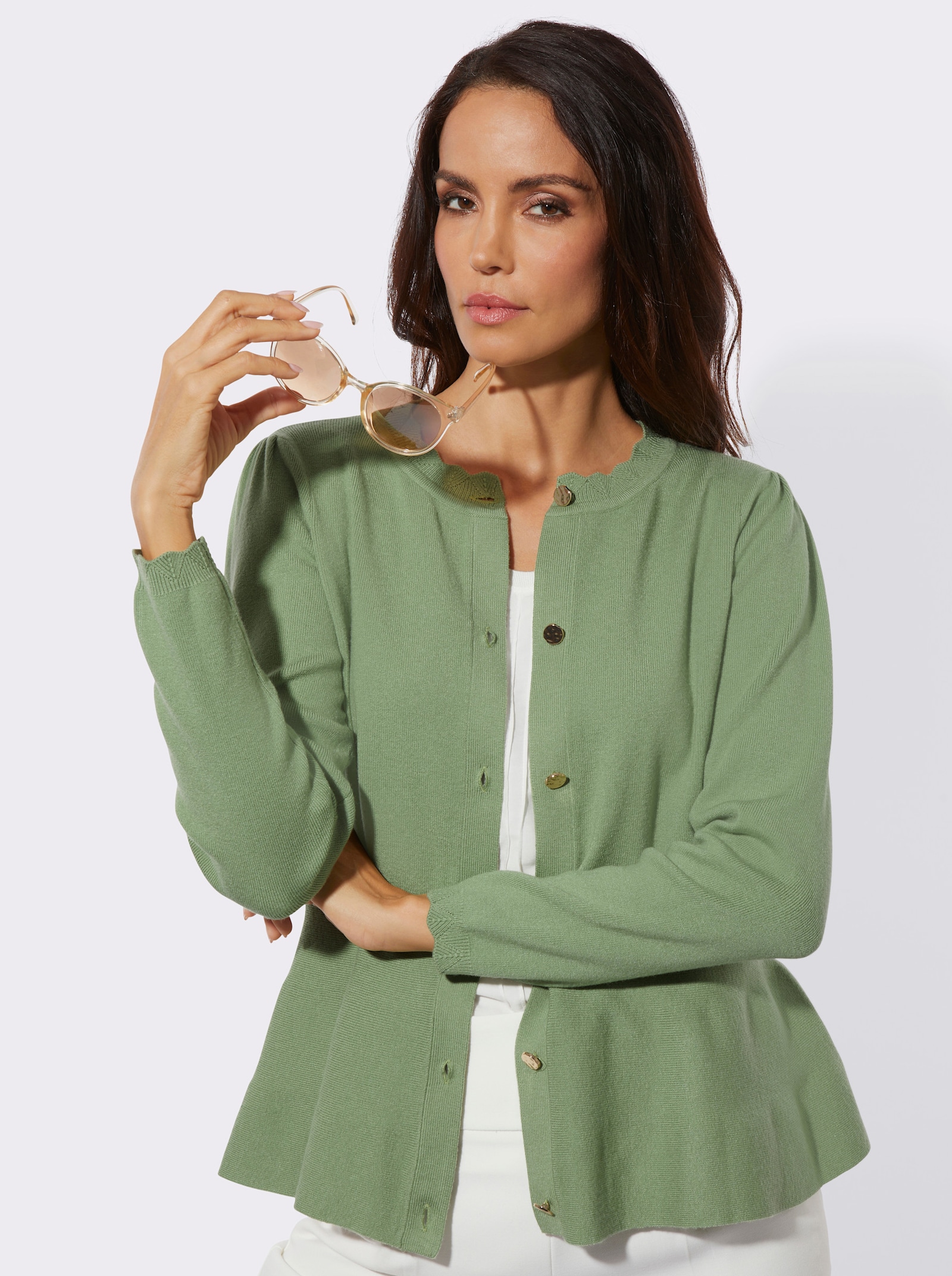 Strickjacke mit 50% Polyamid - eucalyptus