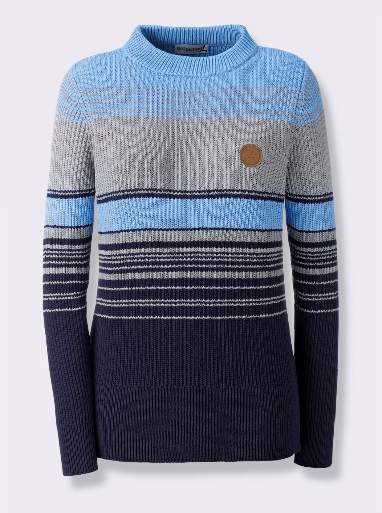 Stehkragenpullover - marine-steingrau