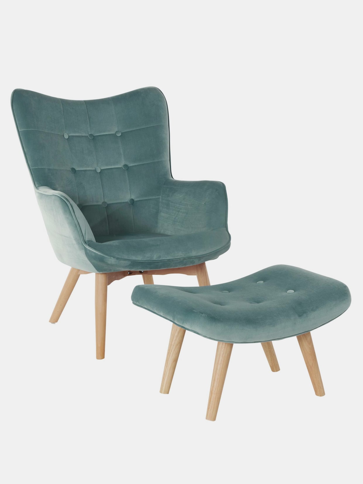 Fauteuil+krukje - turquoise