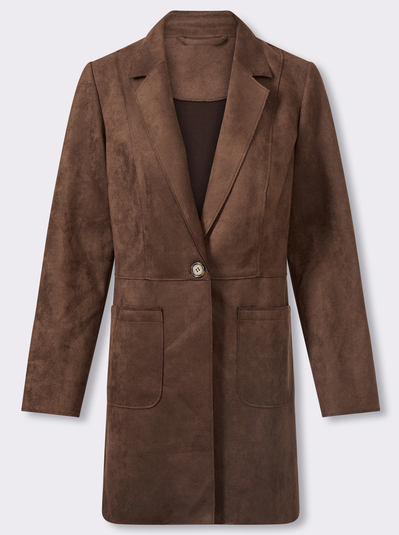 Longblazer aus Veloursleder-Imitat - schoko